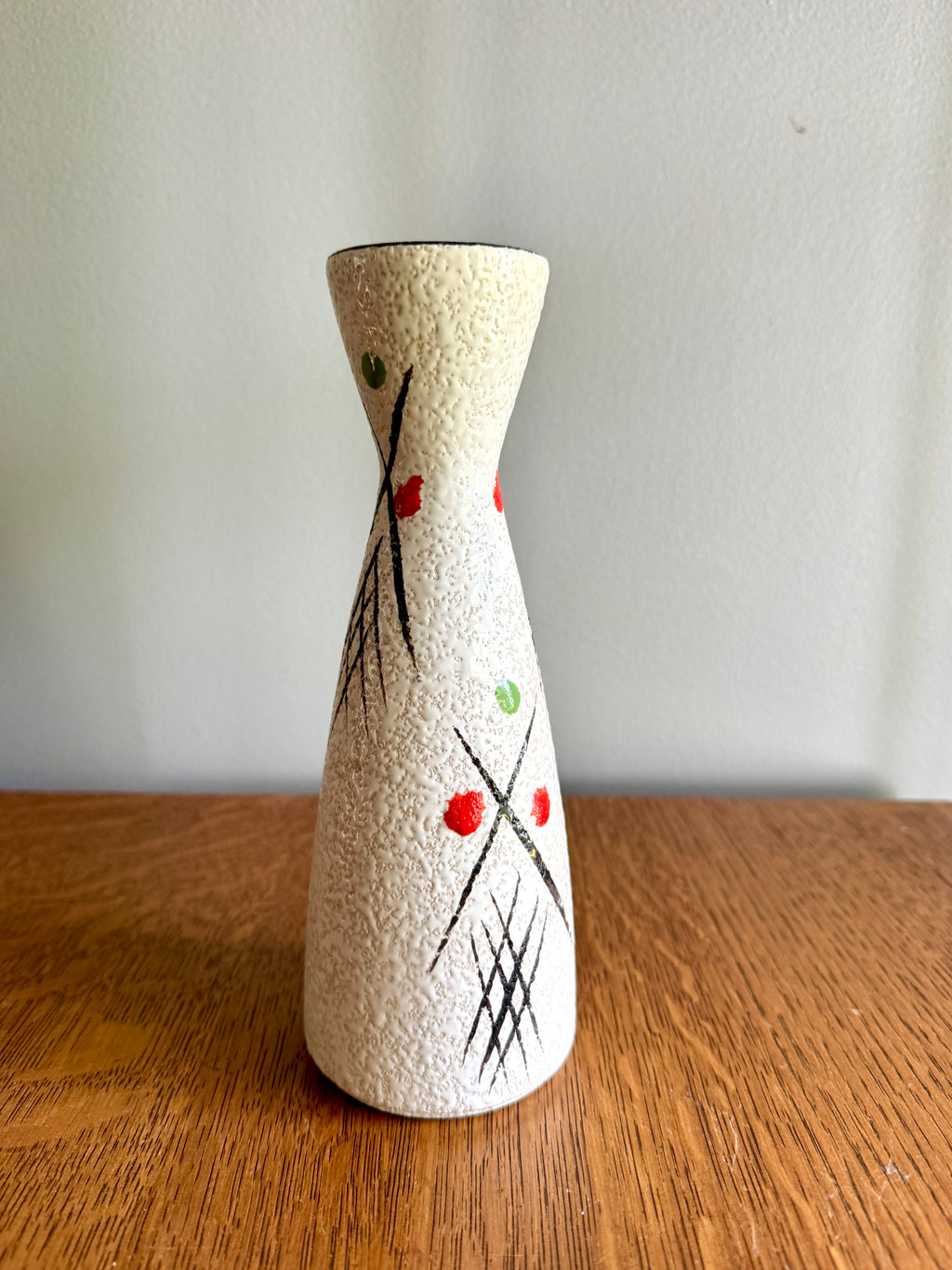 Mid Century Hand Painted Textured Art Vase ~ 50's W. Germany Marked Ceramic MCM Vase