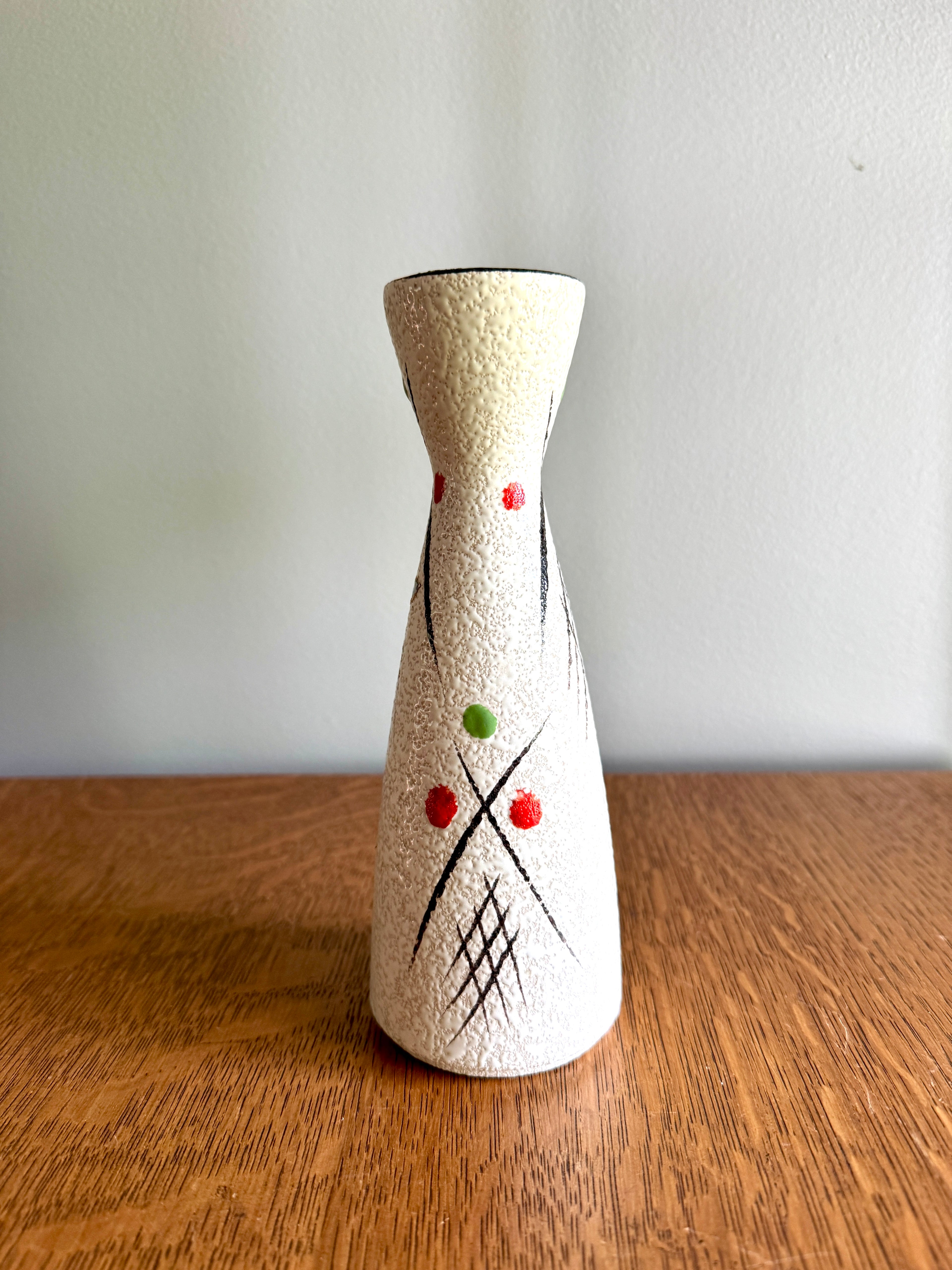 Mid Century Hand Painted Textured Art Vase ~ 50's W. Germany Marked Ceramic MCM Vase