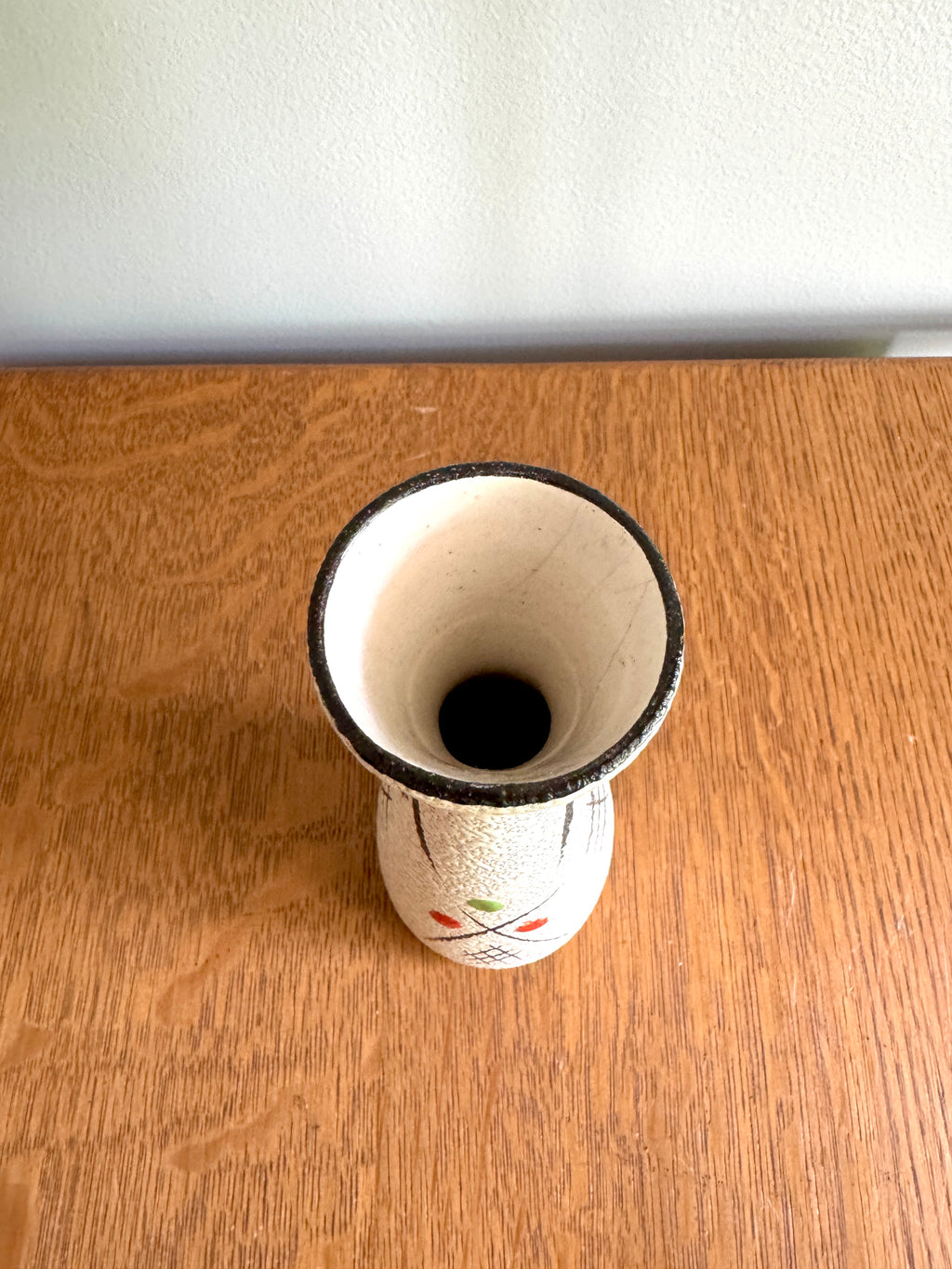 Mid Century Hand Painted Textured Art Vase ~ 50's W. Germany Marked Ceramic MCM Vase