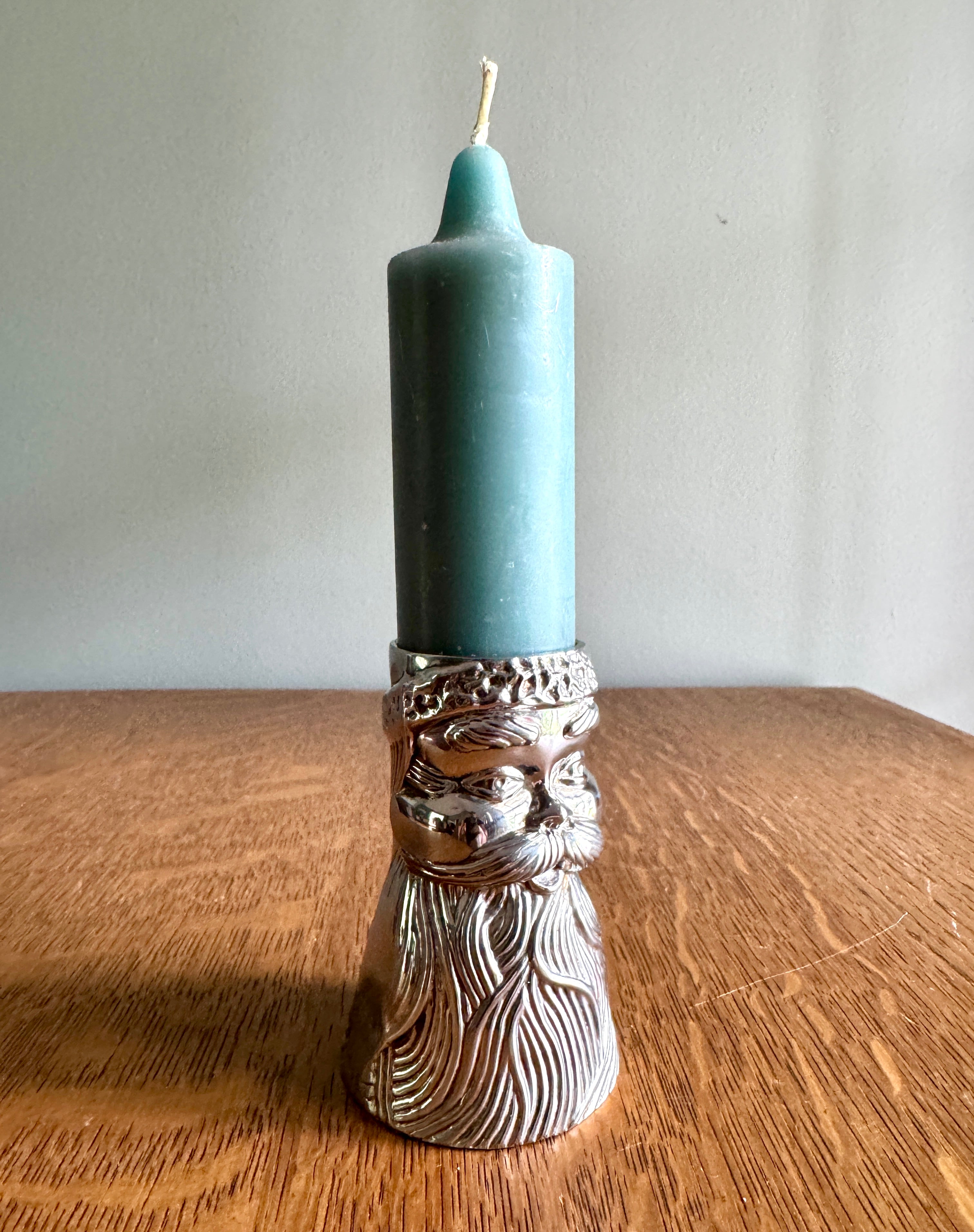 Vtg International Silver Co. Silver Plated Santa Claus Jigger ~ Chrome St. Nick Double Shot Glass