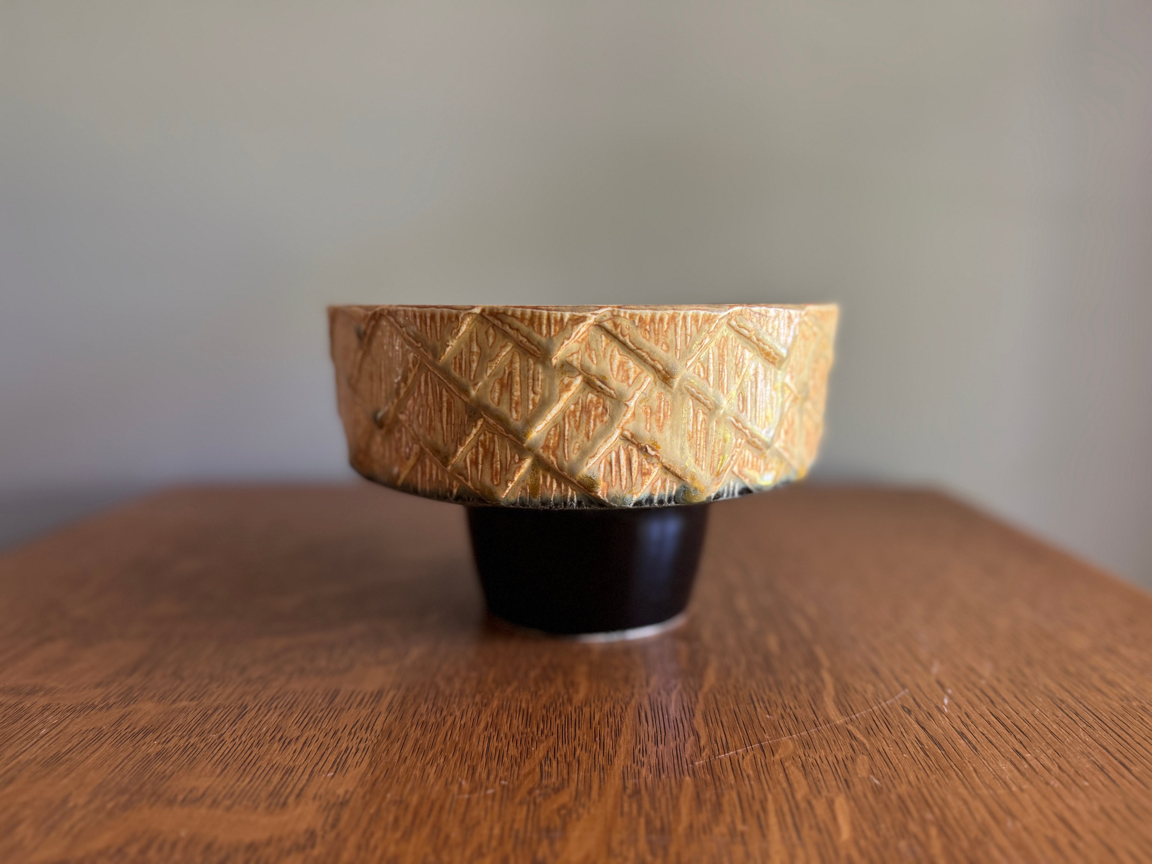 Mid Century Studio Pottery Planter with Lattice Pattern ~ MCM Studio Pottery Dish