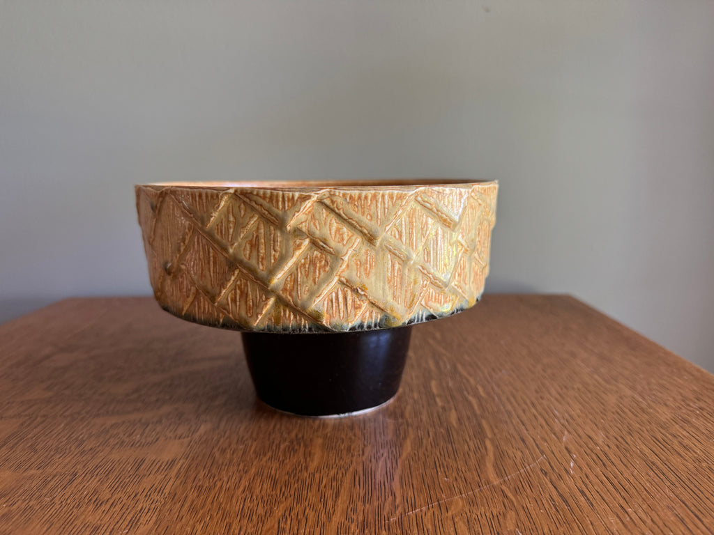 Mid Century Studio Pottery Planter with Lattice Pattern ~ MCM Studio Pottery Dish