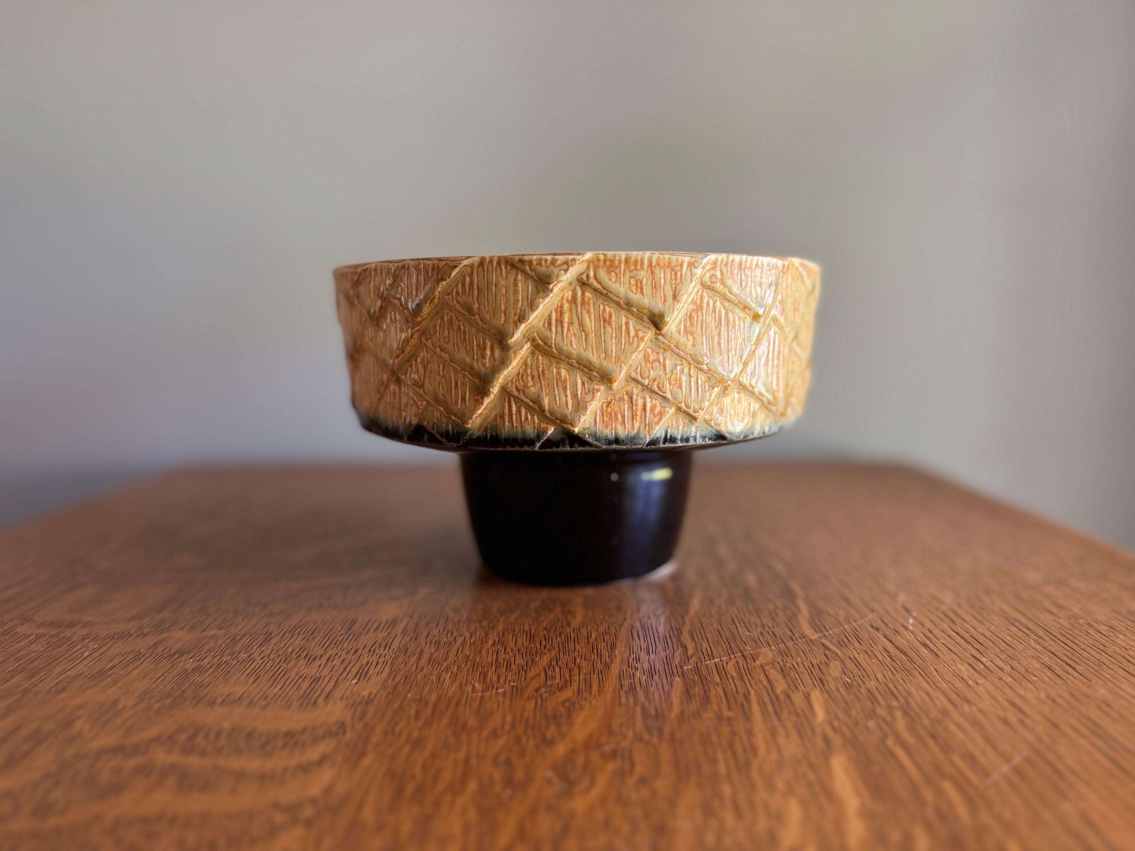 Mid Century Studio Pottery Planter with Lattice Pattern ~ MCM Studio Pottery Dish