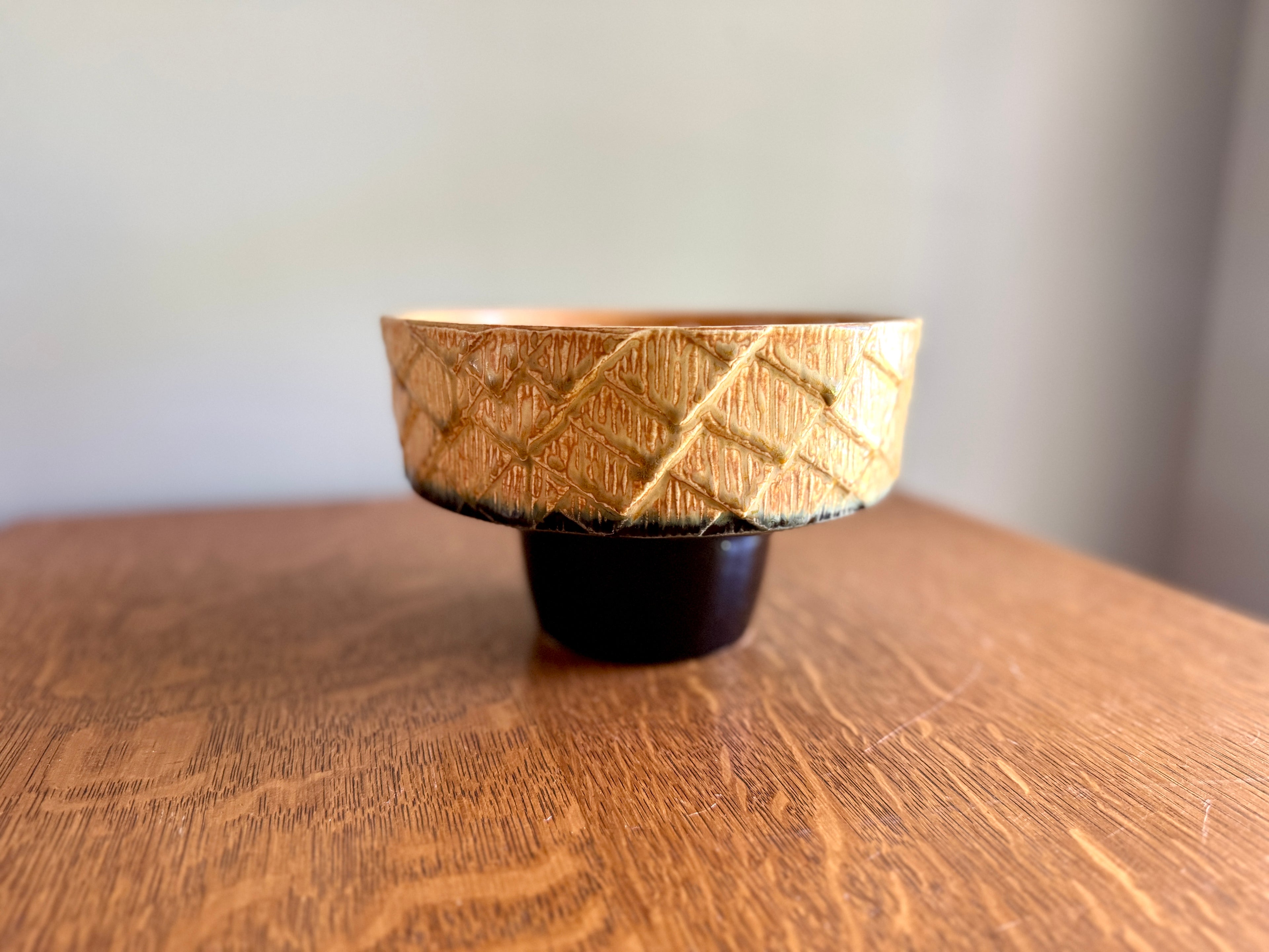 Mid Century Studio Pottery Planter with Lattice Pattern ~ MCM Studio Pottery Dish