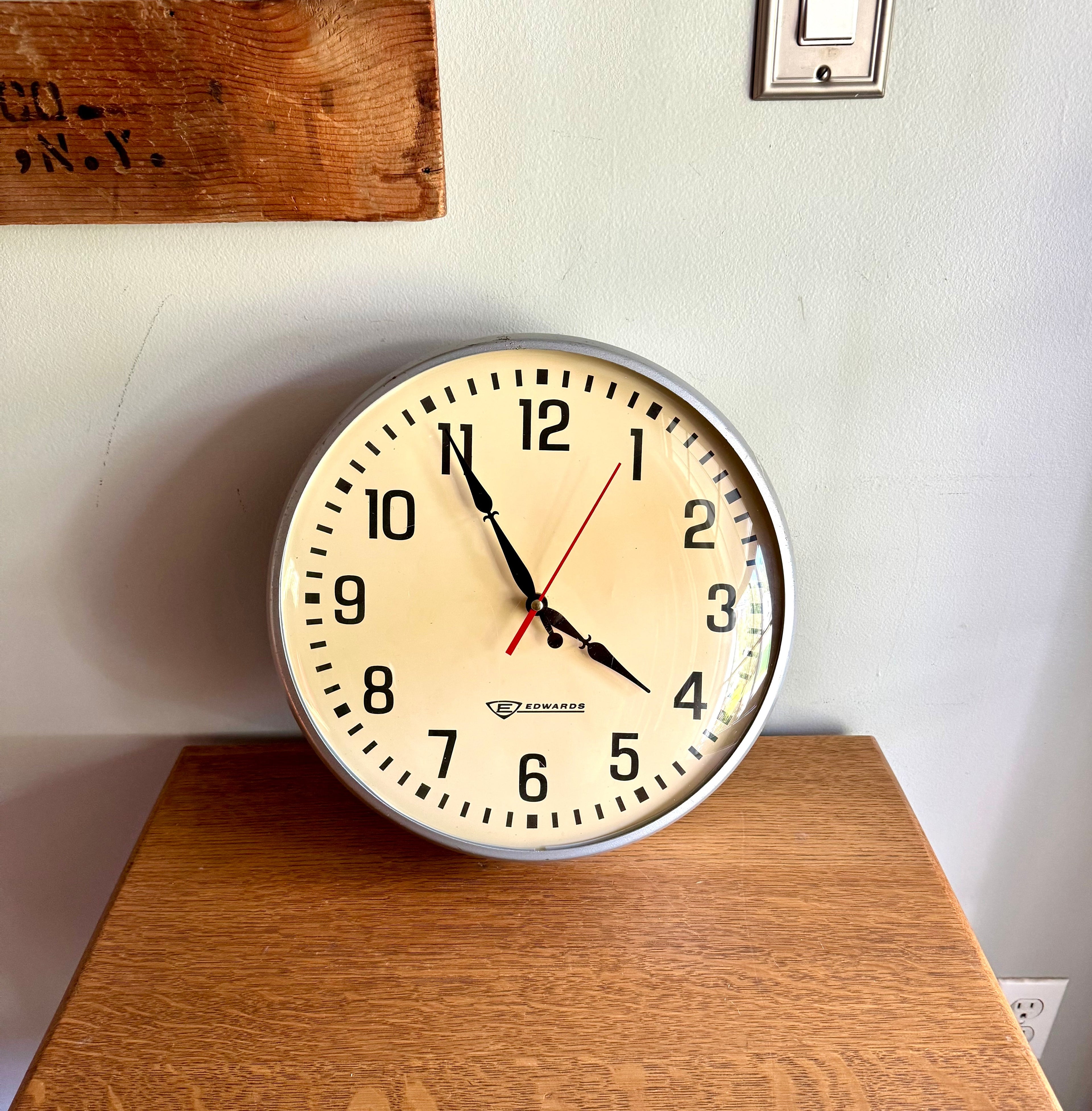 Vintage Bubble Glass Edwards School Clock | Battery Converted Edwards Wall Clock| Industrial Wall Clock| Edwards Battery Operated Wall Clock