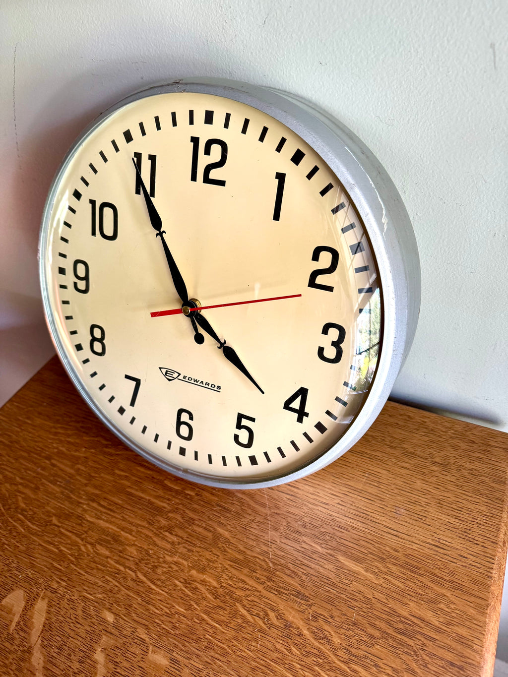 Vintage Bubble Glass Edwards School Clock | Battery Converted Edwards Wall Clock| Industrial Wall Clock| Edwards Battery Operated Wall Clock