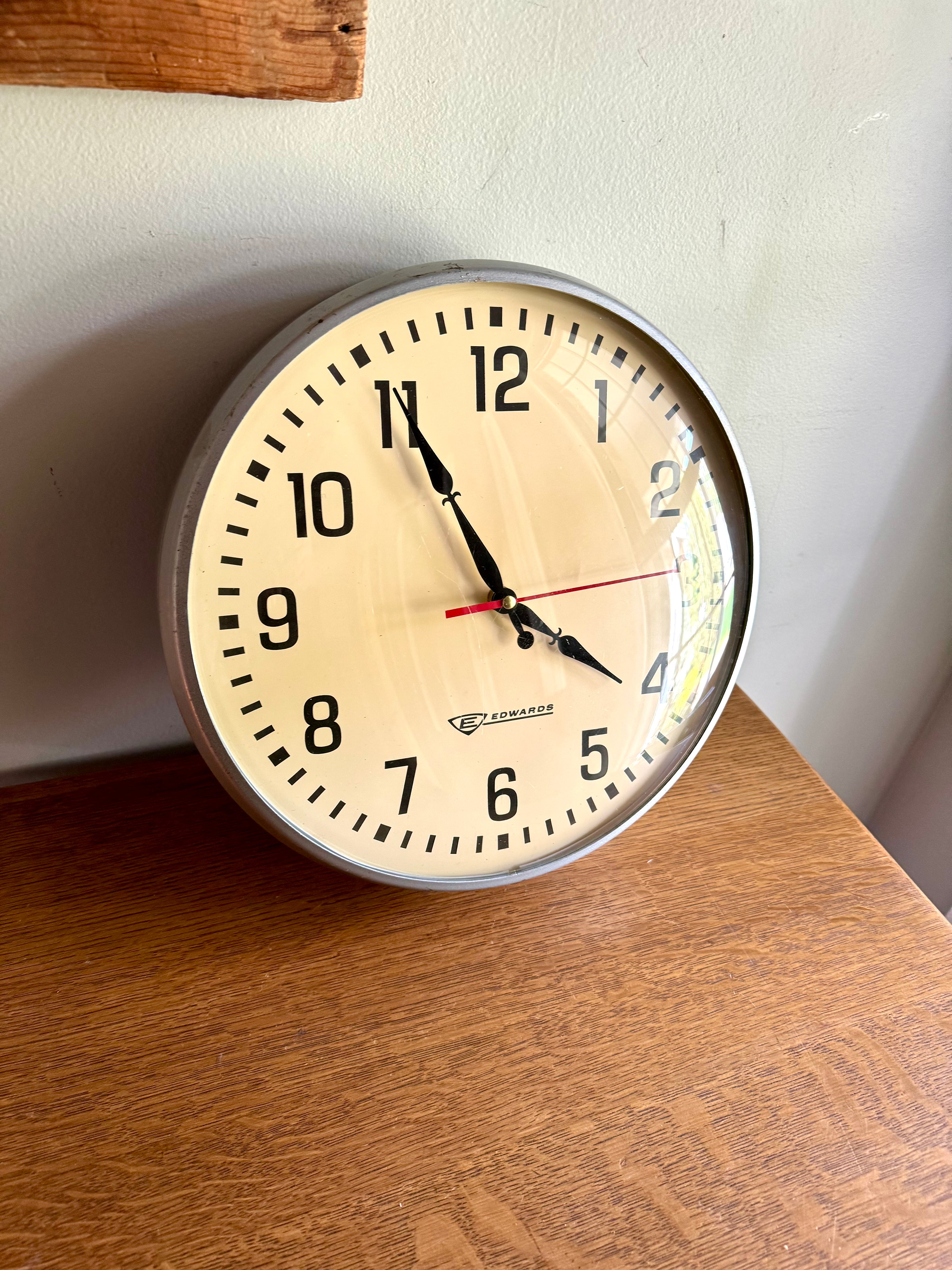 Vintage Bubble Glass Edwards School Clock | Battery Converted Edwards Wall Clock| Industrial Wall Clock| Edwards Battery Operated Wall Clock