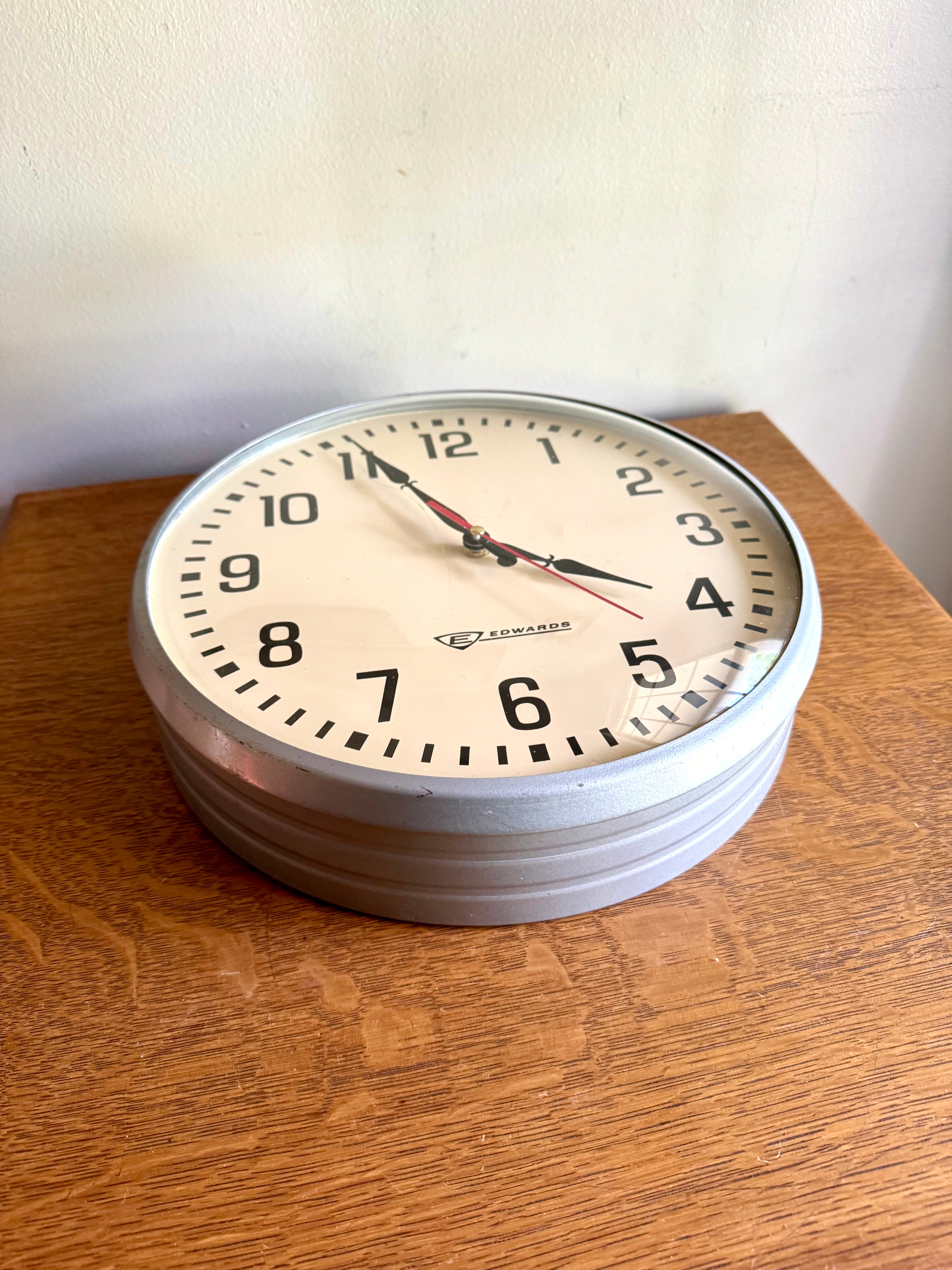 Vintage Bubble Glass Edwards School Clock | Battery Converted Edwards Wall Clock| Industrial Wall Clock| Edwards Battery Operated Wall Clock
