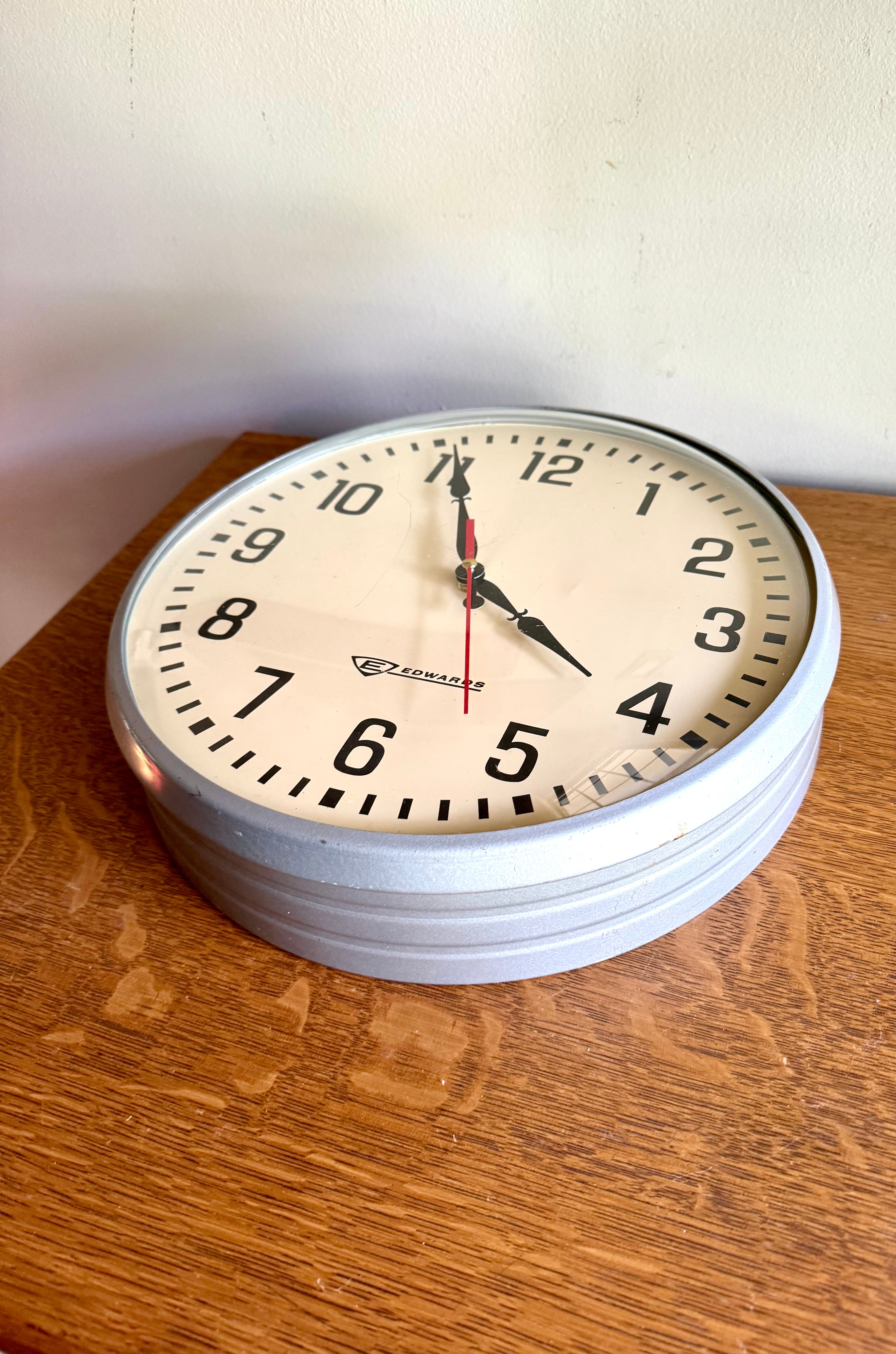 Vintage Bubble Glass Edwards School Clock | Battery Converted Edwards Wall Clock| Industrial Wall Clock| Edwards Battery Operated Wall Clock
