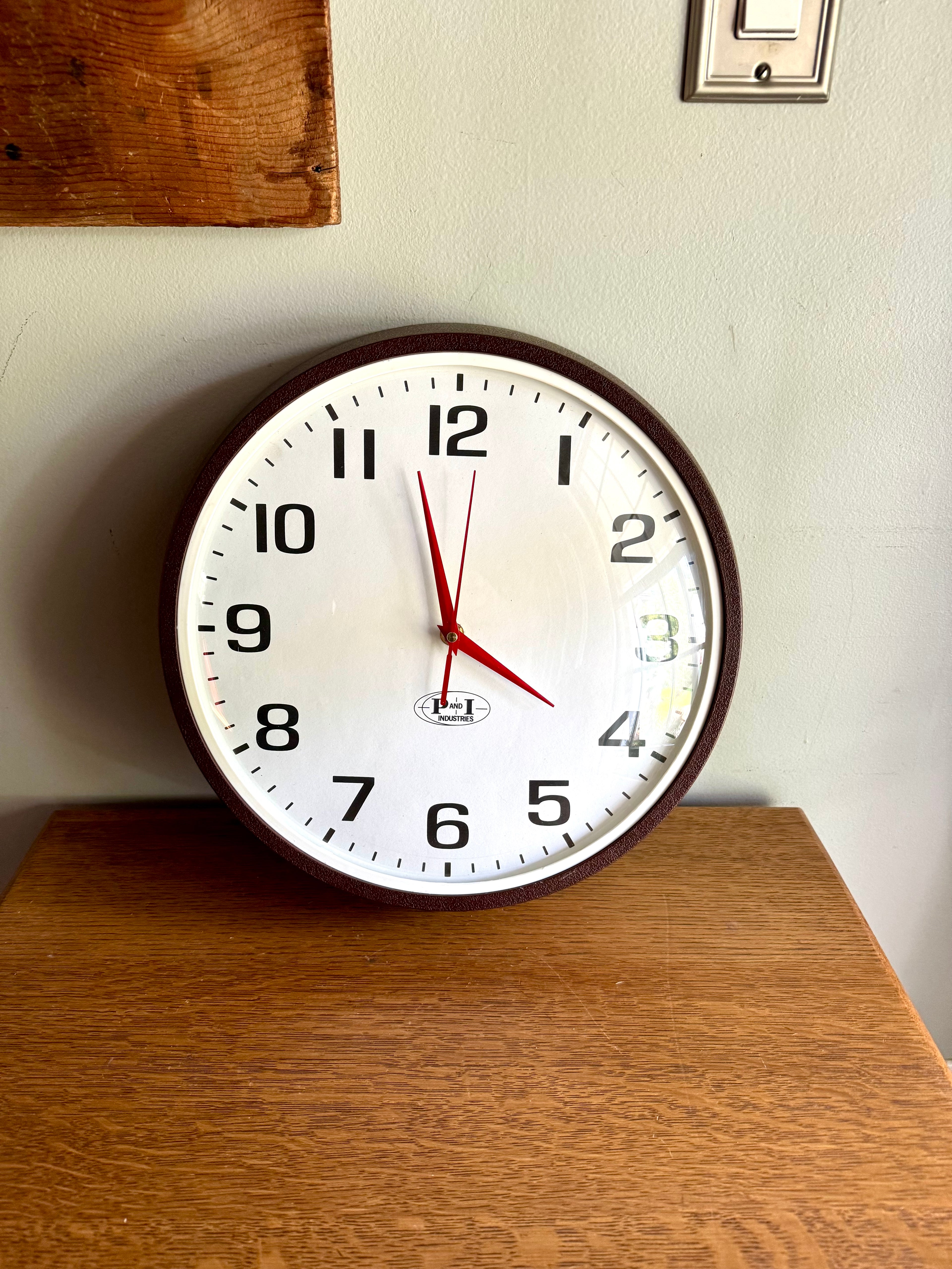 Vintage Battery Converted P & I Industries Wall Clock | Classic Industrial Wall Clock | Rustic School Wall Clock | Large Bubble Glass Clock