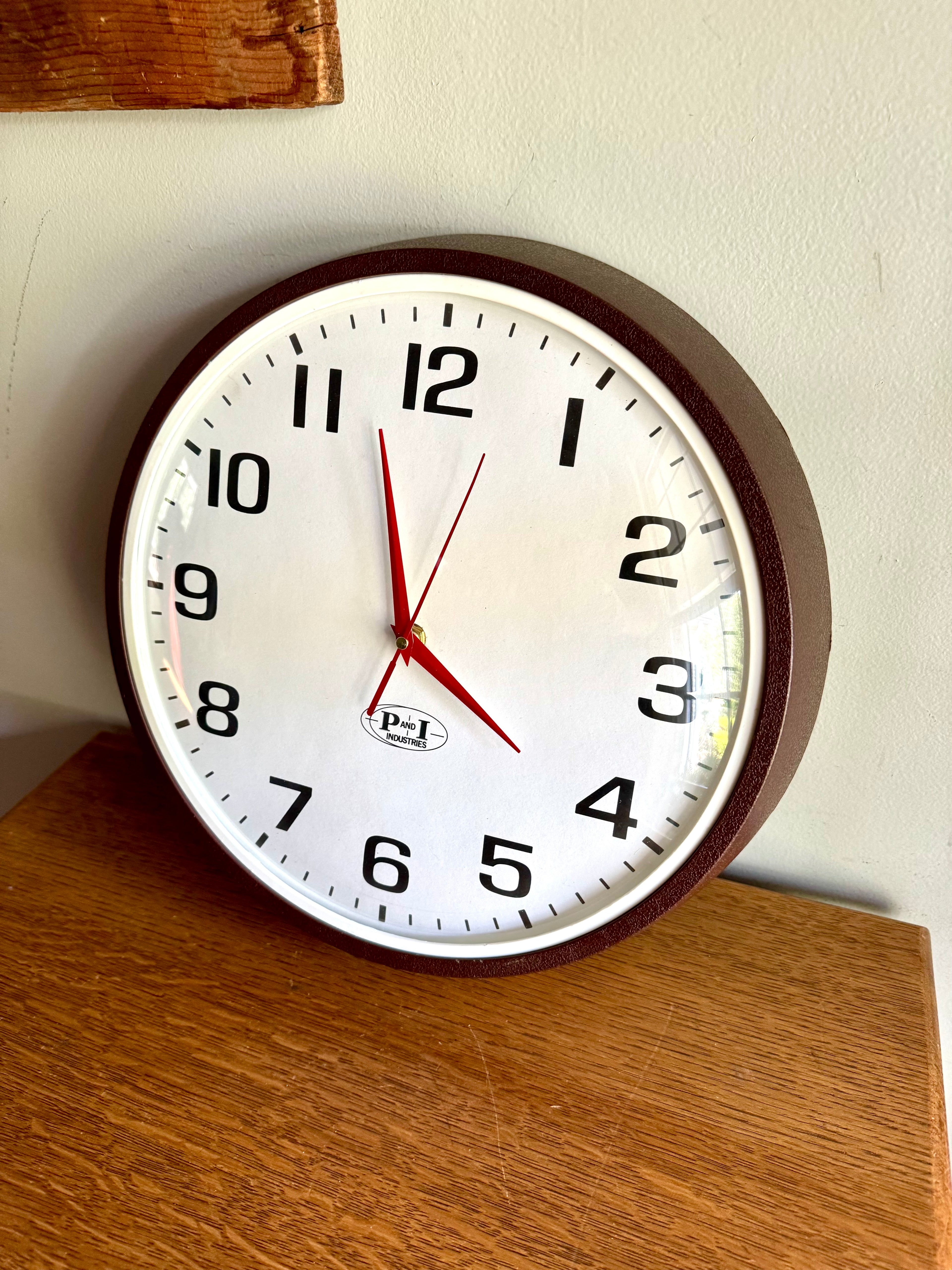 Vintage Battery Converted P & I Industries Wall Clock | Classic Industrial Wall Clock | Rustic School Wall Clock | Large Bubble Glass Clock