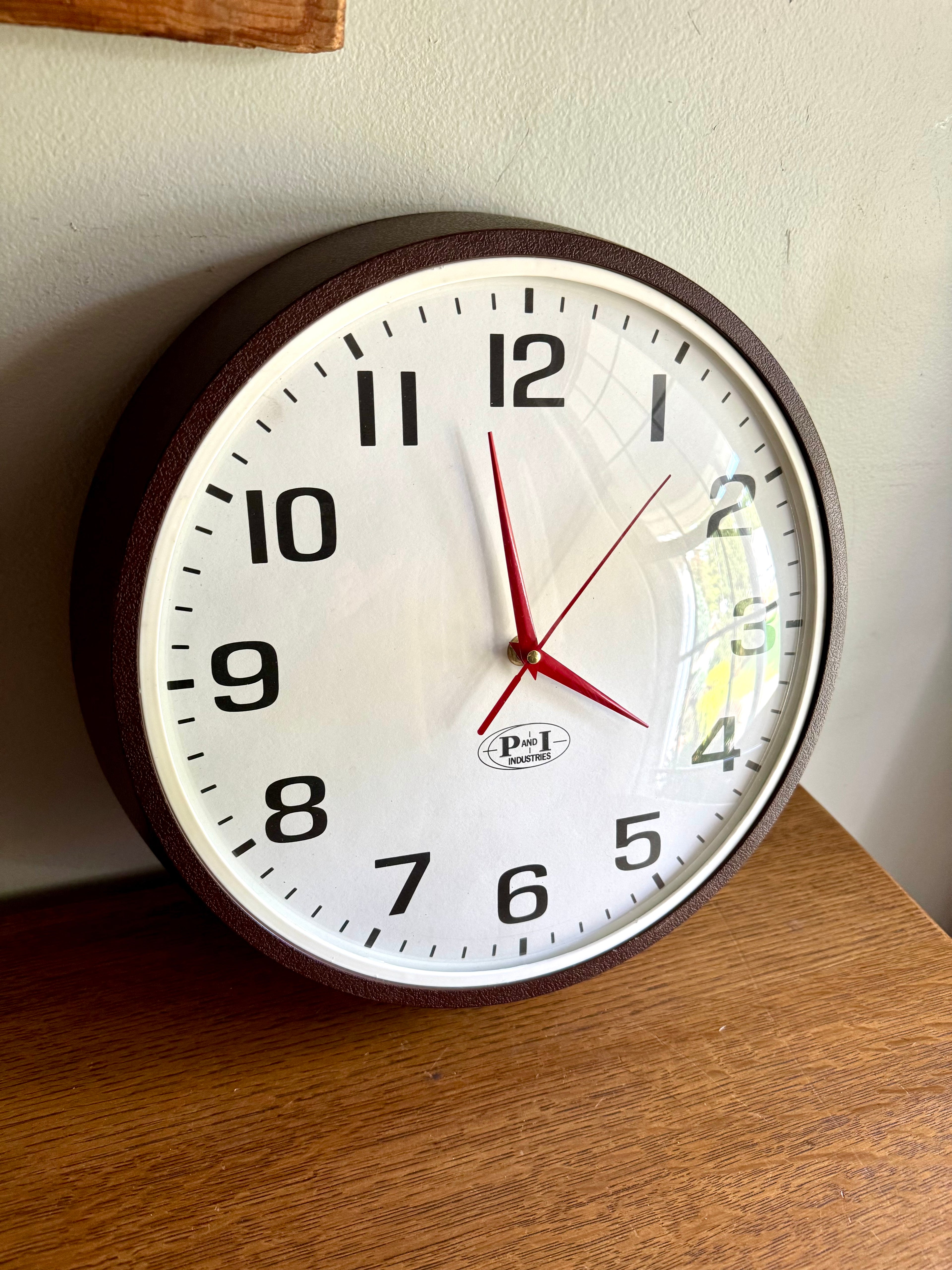 Vintage Battery Converted P & I Industries Wall Clock | Classic Industrial Wall Clock | Rustic School Wall Clock | Large Bubble Glass Clock