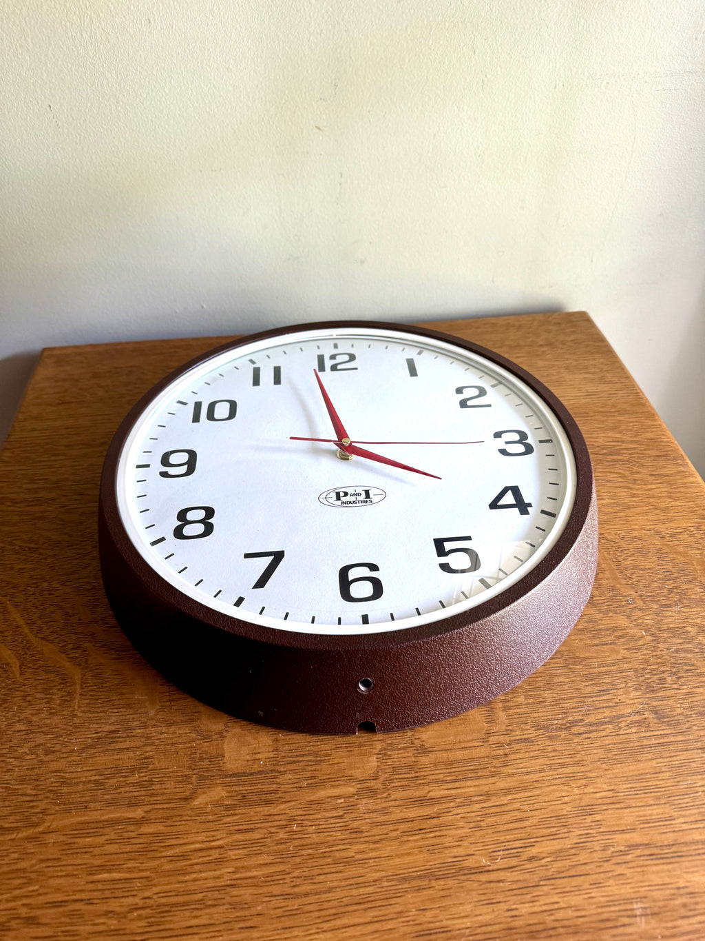 Vintage Battery Converted P & I Industries Wall Clock | Classic Industrial Wall Clock | Rustic School Wall Clock | Large Bubble Glass Clock