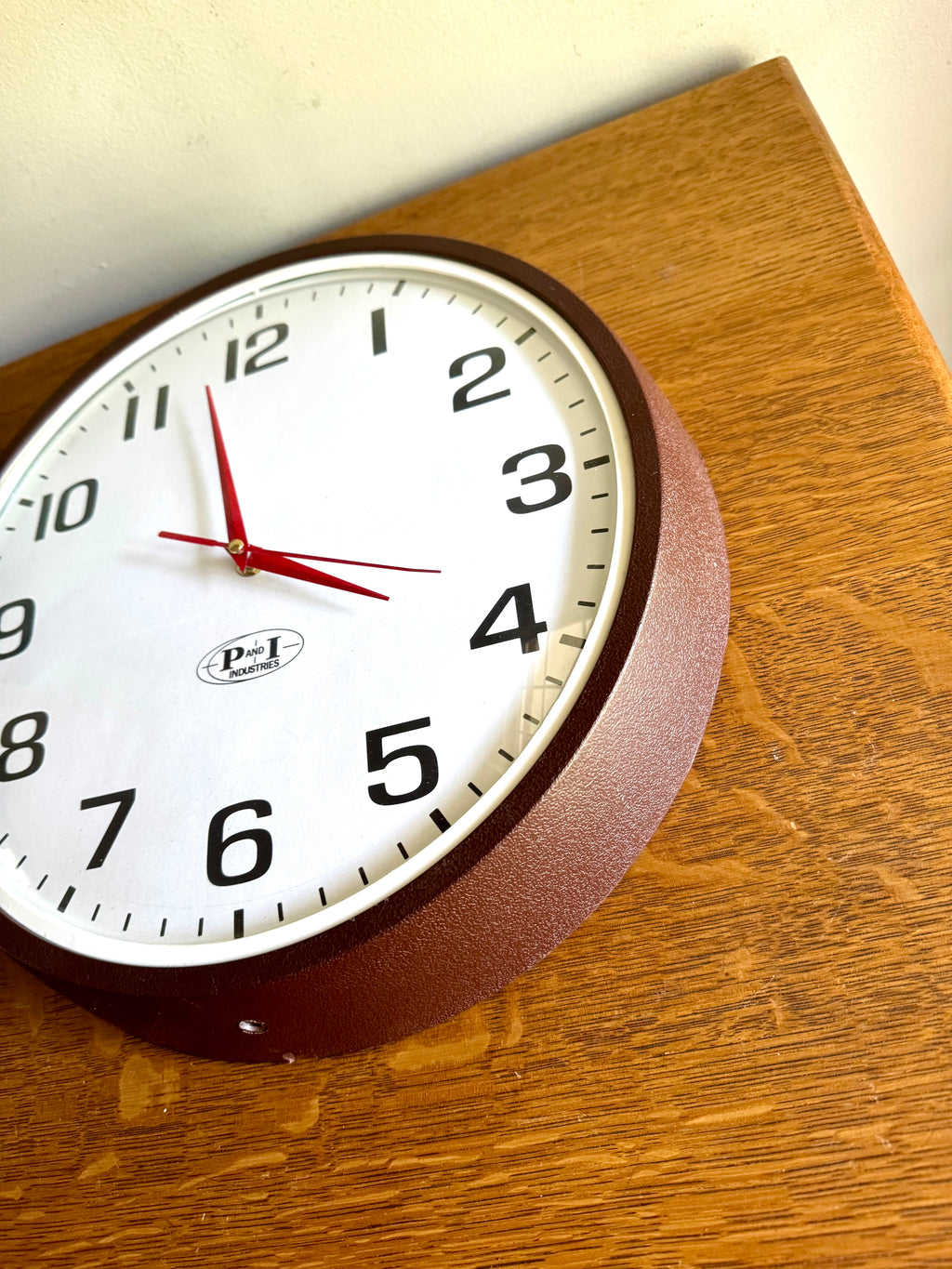 Vintage Battery Converted P & I Industries Wall Clock | Classic Industrial Wall Clock | Rustic School Wall Clock | Large Bubble Glass Clock