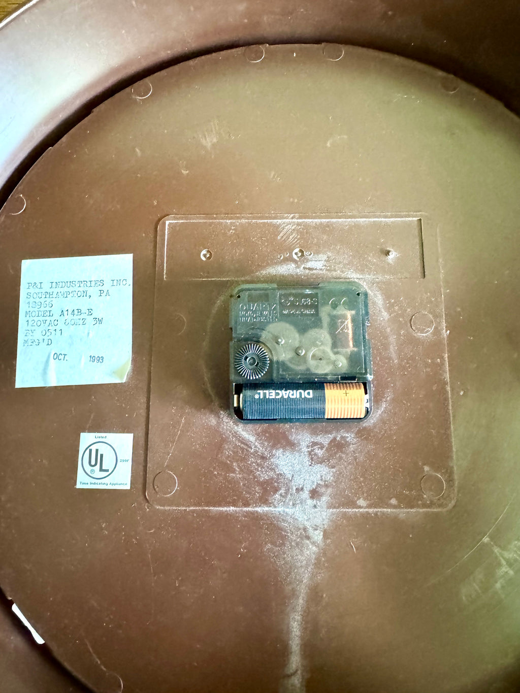 Vintage Battery Converted P & I Industries Wall Clock | Classic Industrial Wall Clock | Rustic School Wall Clock | Large Bubble Glass Clock