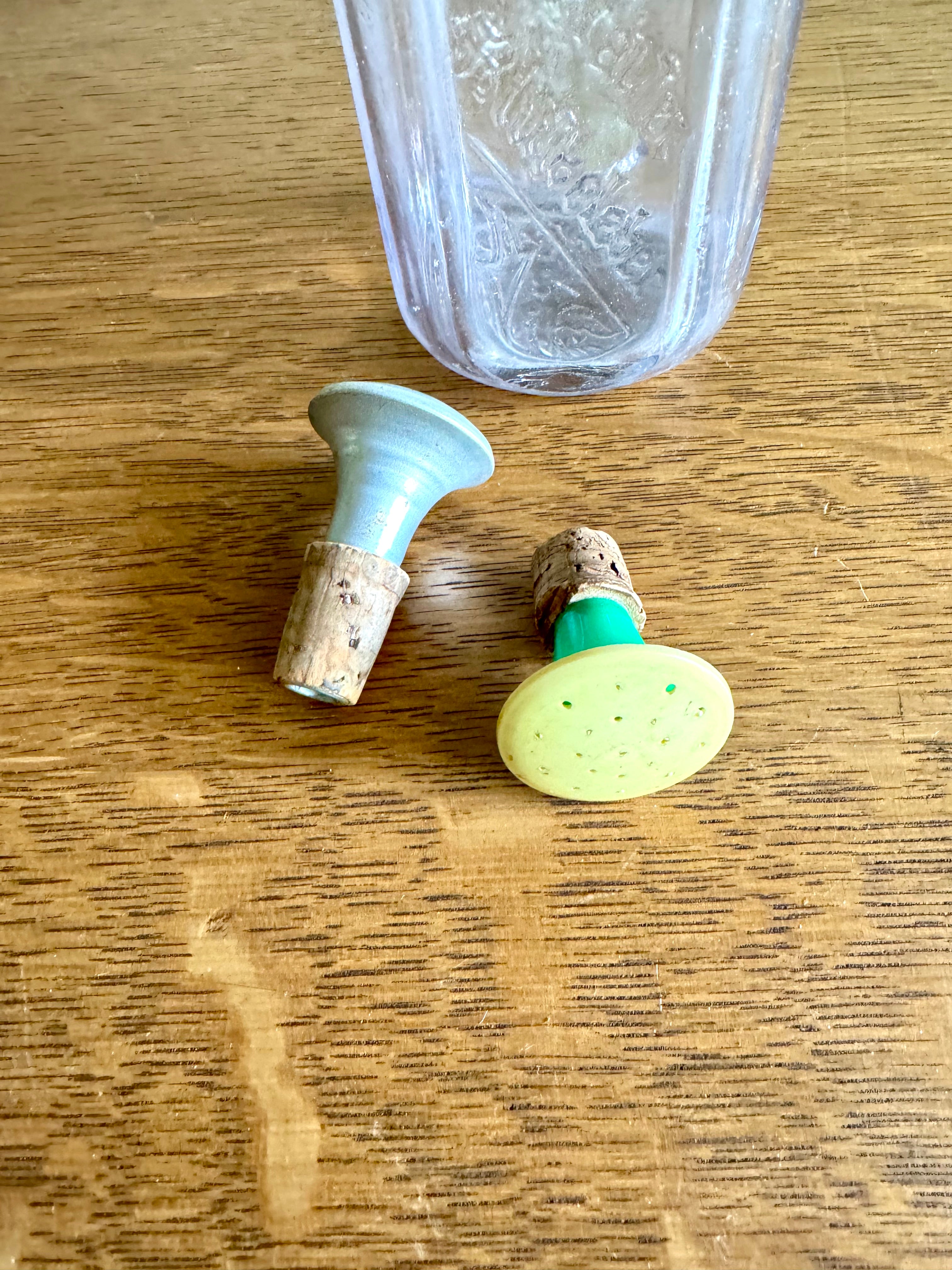 Vintage Aluminum Laundry Sprinkler & Plastic Sprinkler | Vintage Cork Laundry Clothes Sprinkler | Vintage Ironing Sprinkler Tops