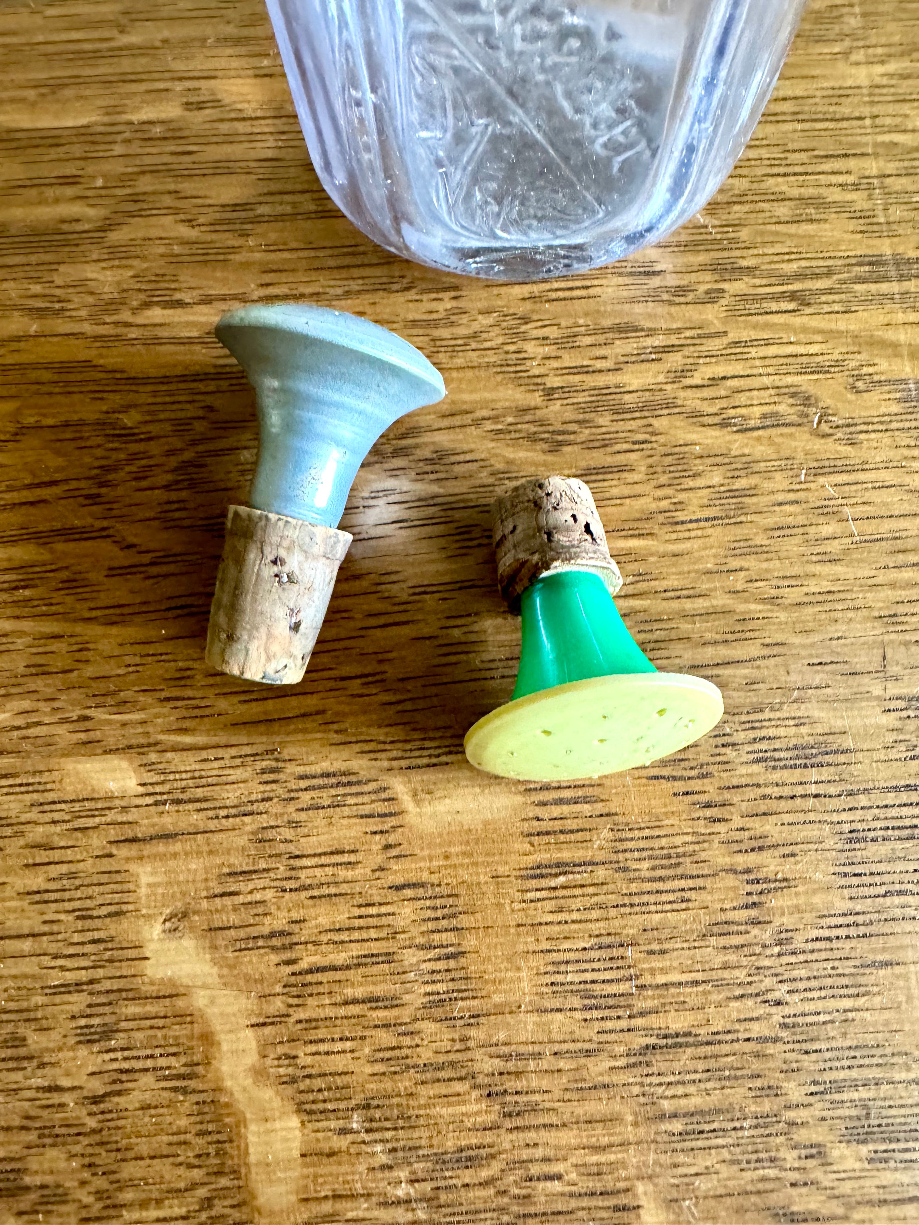 Vintage Aluminum Laundry Sprinkler & Plastic Sprinkler | Vintage Cork Laundry Clothes Sprinkler | Vintage Ironing Sprinkler Tops