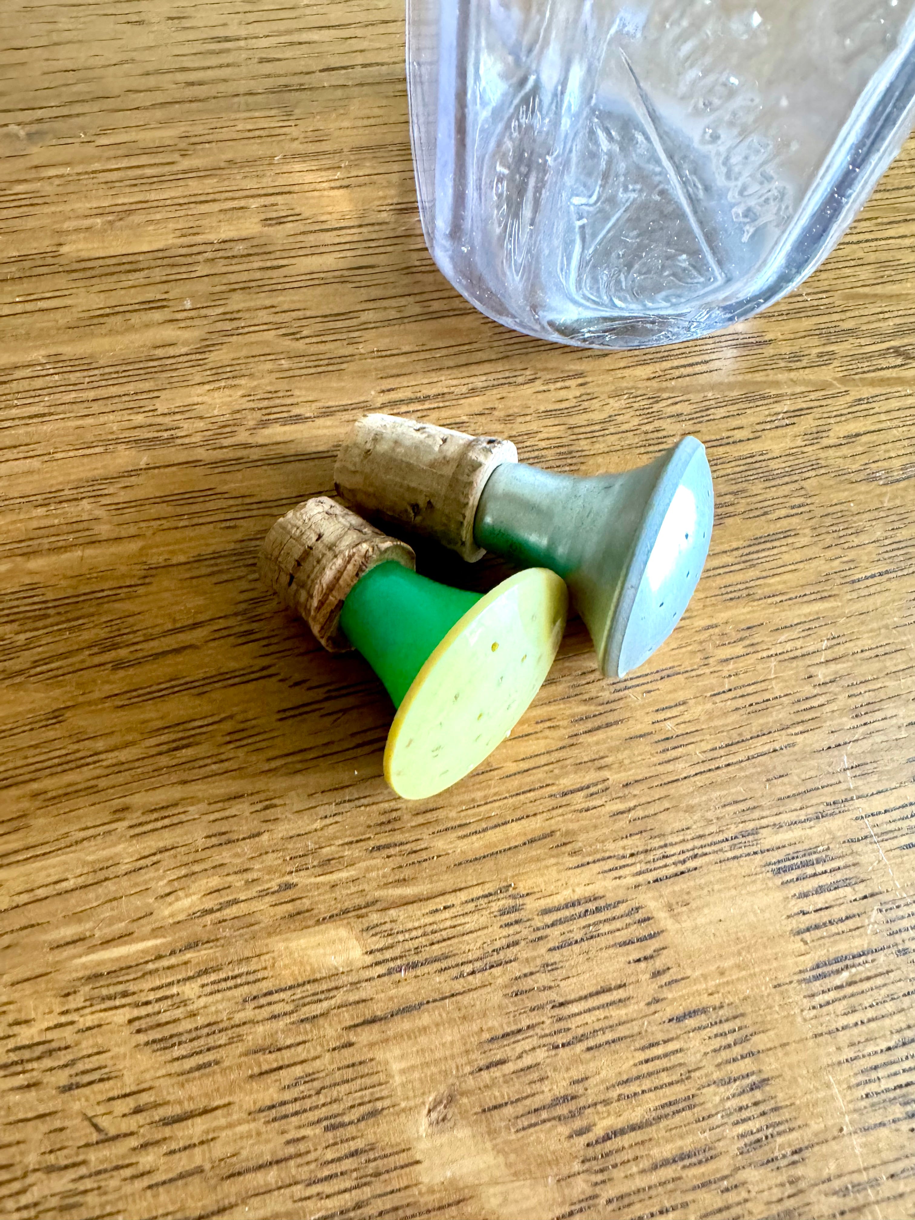 Vintage Aluminum Laundry Sprinkler & Plastic Sprinkler | Vintage Cork Laundry Clothes Sprinkler | Vintage Ironing Sprinkler Tops