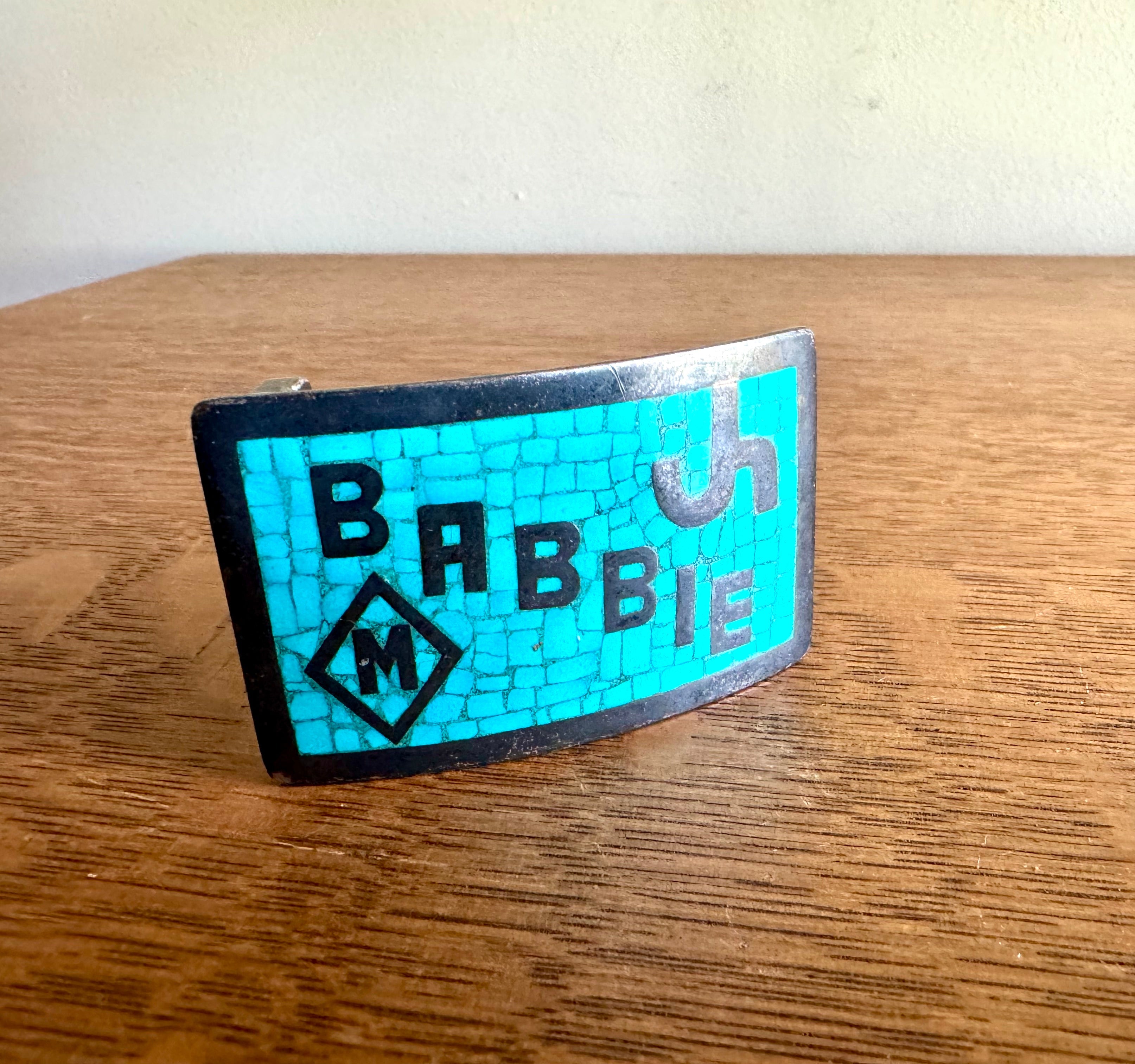 Vintage Mexican Silver and Turquoise Belt Buckle | Signed Sterling Turquoise Belt Buckle | Babbie Mexican Silver Buckle