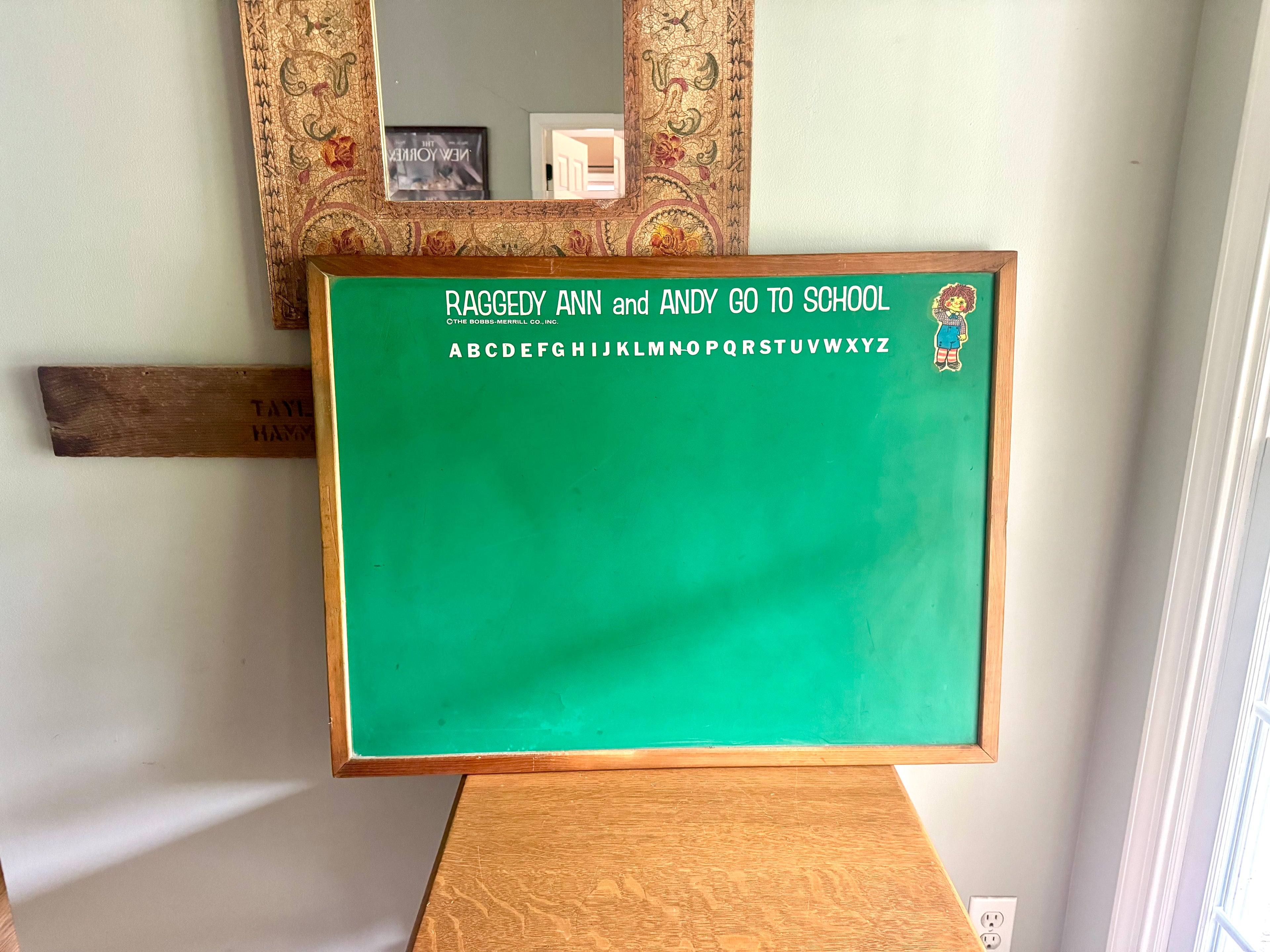 Vintage Raggedy Ann & Andy Go To School Chalkboard | Reversible Small Chalkboard | Raggedy Ann Chalkboard