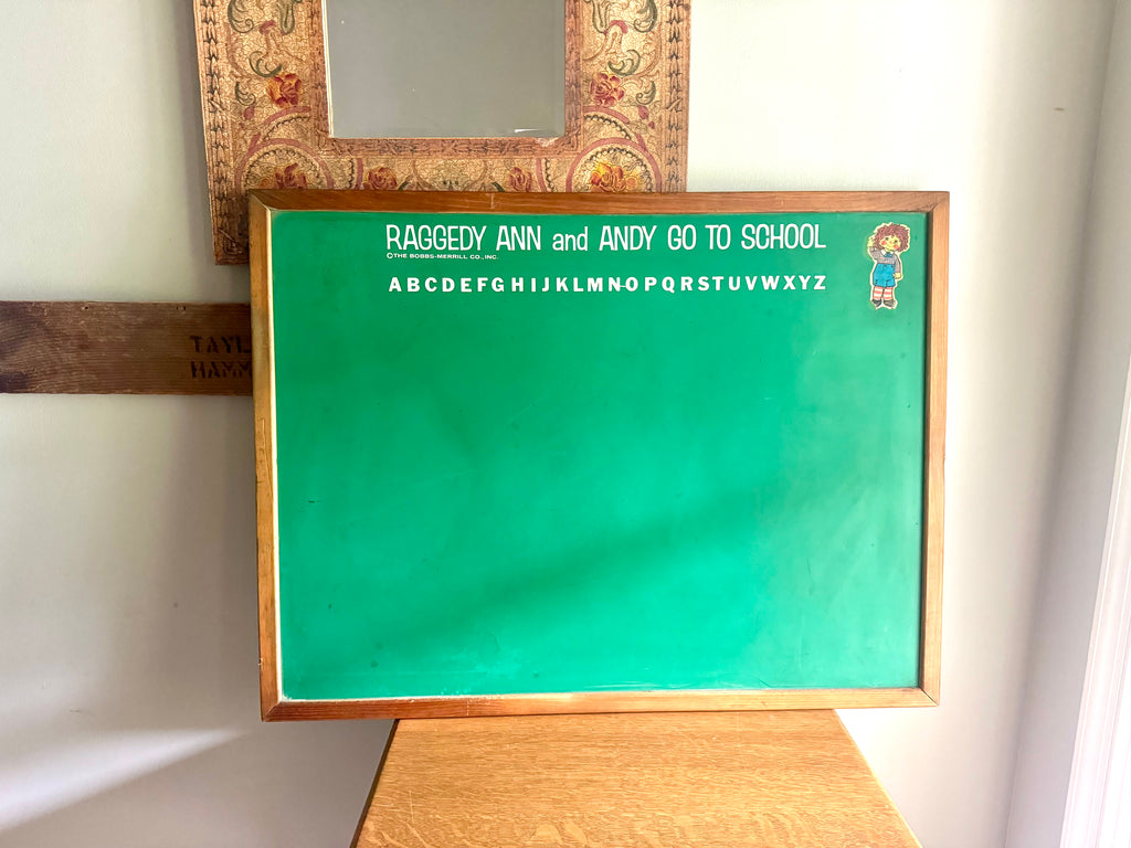 Vintage Raggedy Ann & Andy Go To School Chalkboard | Reversible Small Chalkboard | Raggedy Ann Chalkboard