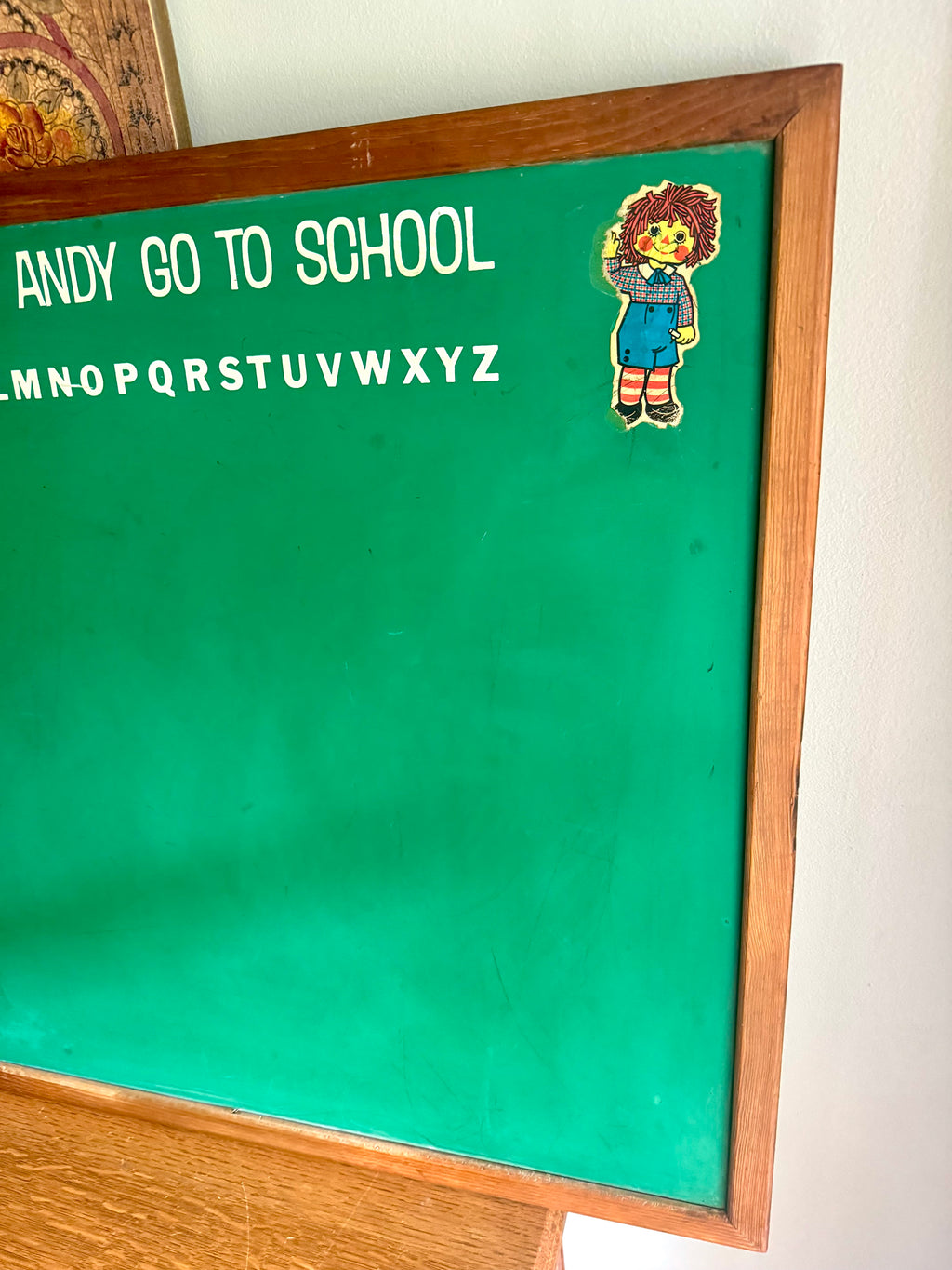 Vintage Raggedy Ann & Andy Go To School Chalkboard | Reversible Small Chalkboard | Raggedy Ann Chalkboard