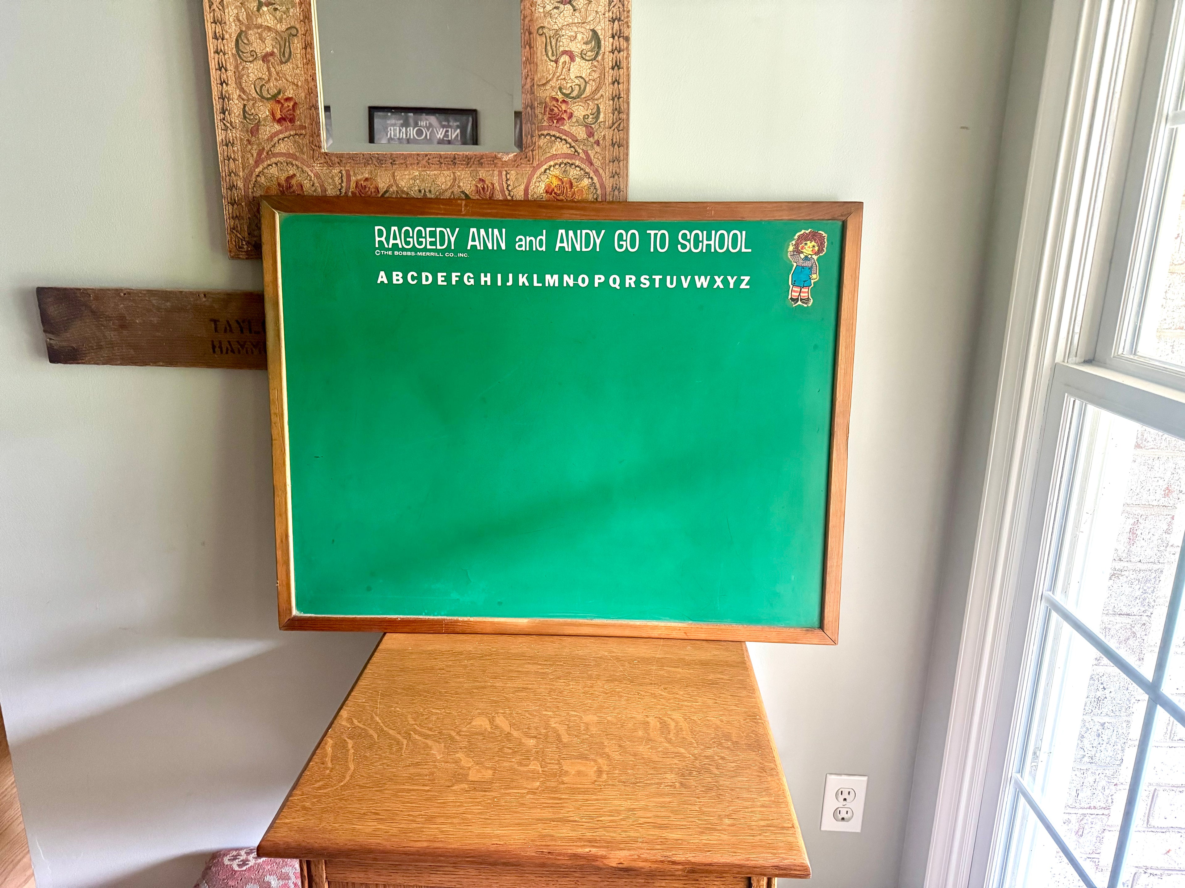 Vintage Raggedy Ann & Andy Go To School Chalkboard | Reversible Small Chalkboard | Raggedy Ann Chalkboard