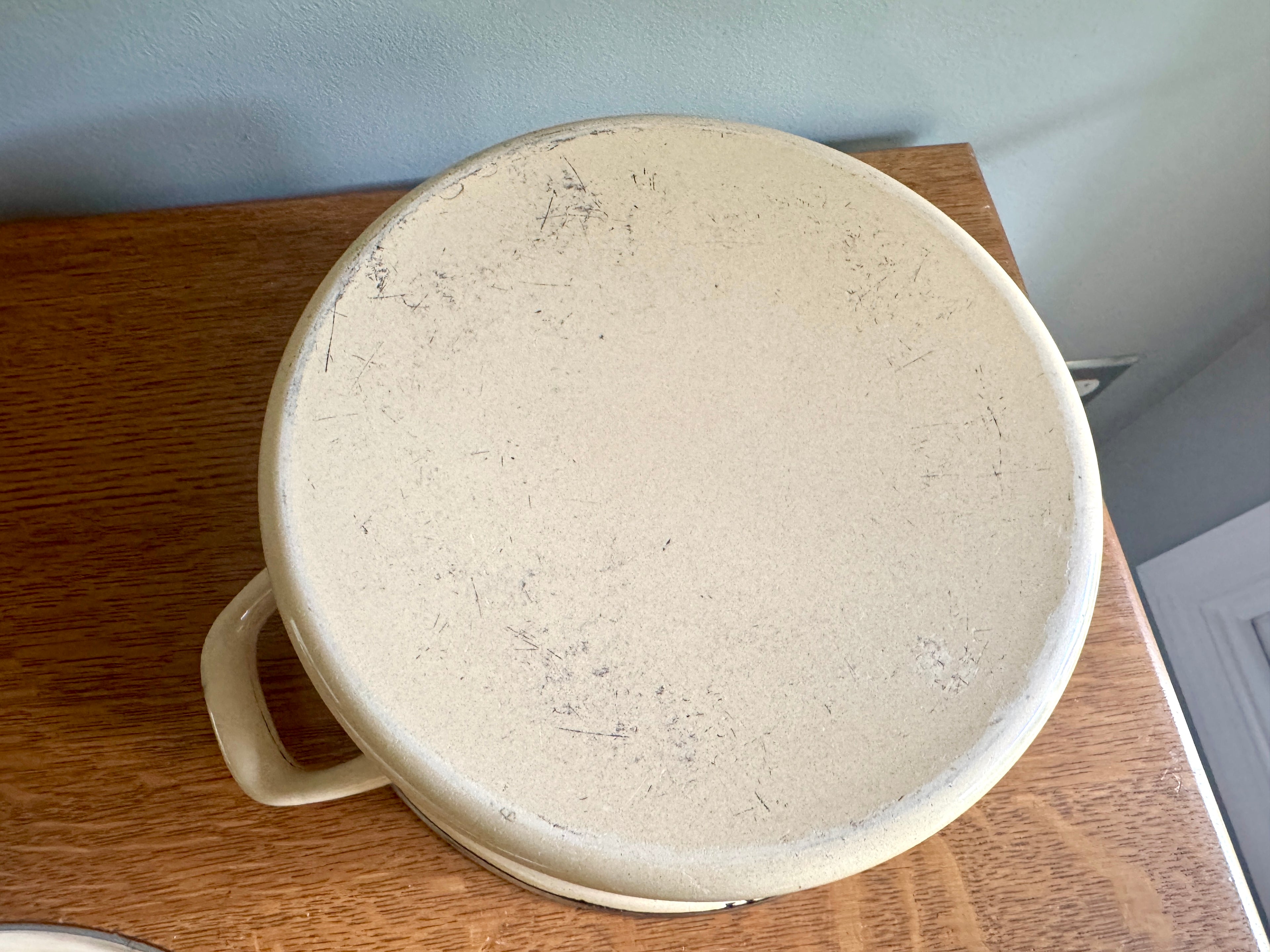 70's Sears Merry Mushroom Enamel 10" Stock Pot ~ Mushroom Enamelware Dutch Oven