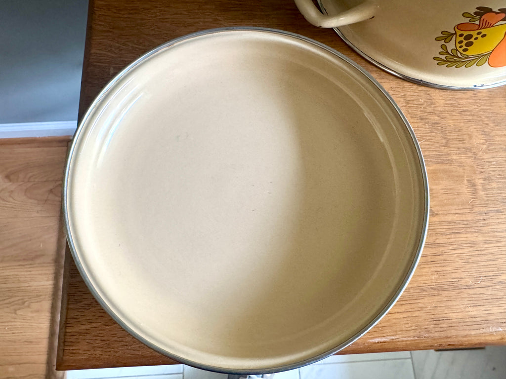 70's Sears Merry Mushroom Enamel 10" Stock Pot ~ Mushroom Enamelware Dutch Oven