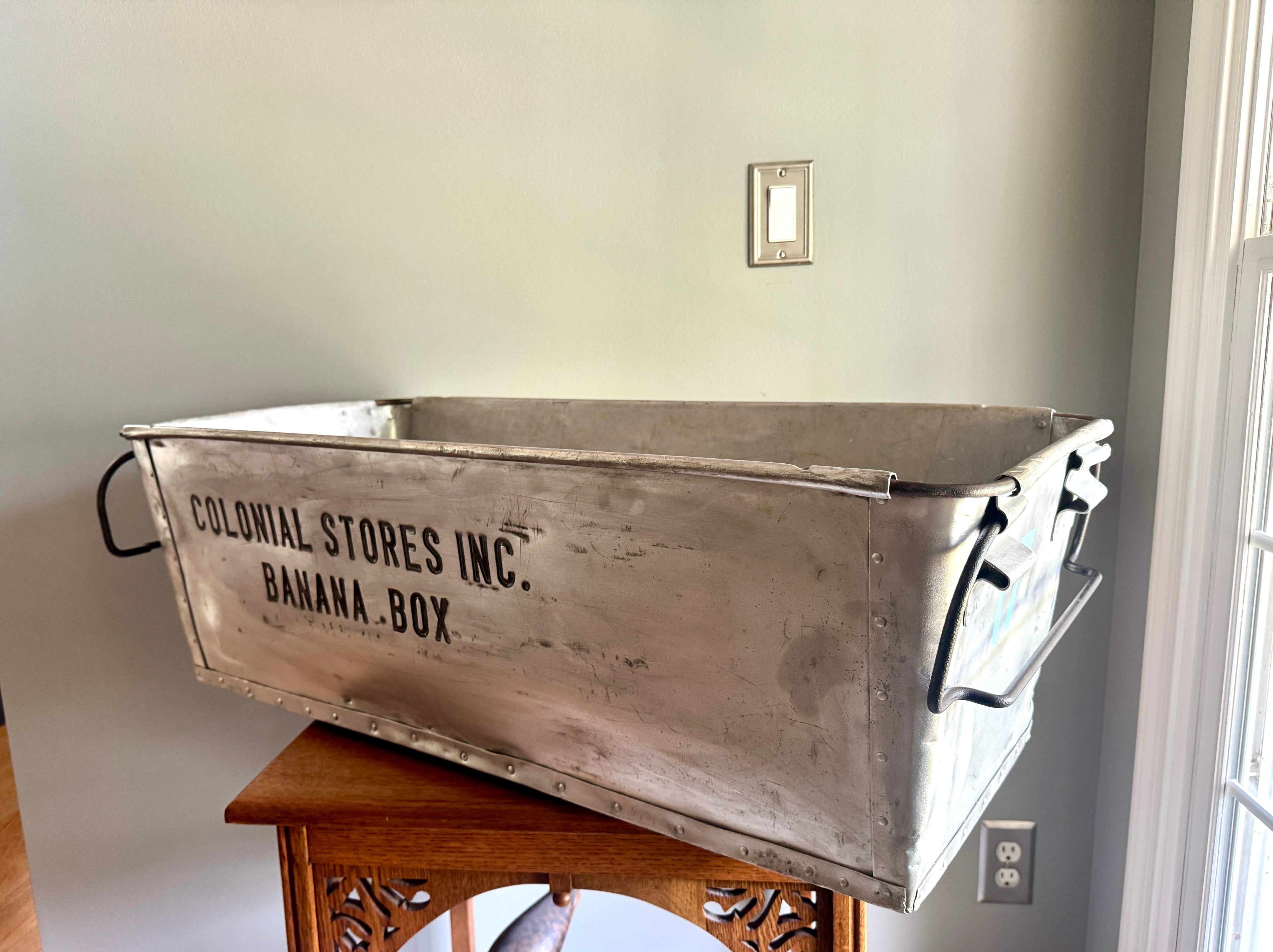 Vtg Large Metal Colonial Stores Inc. Banana Box ~ Industrial Fruit Crate