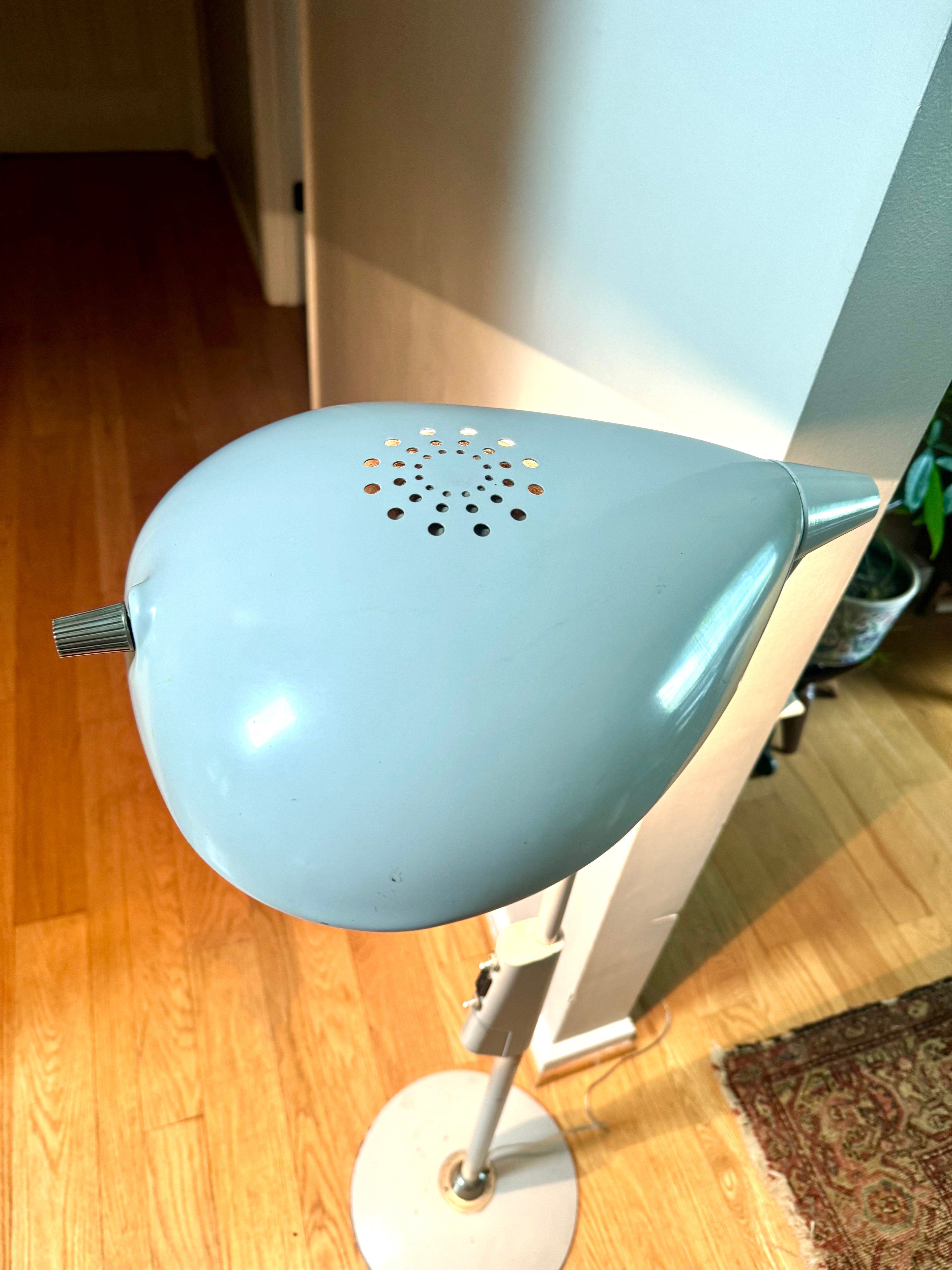 Vintage Hill Rom Co. Medical Lamp | White Hooded Adjustable Floor Lamp | Hill Rom Co.  No. 306 Medical Lamp | Industrial Dimmable Lamp