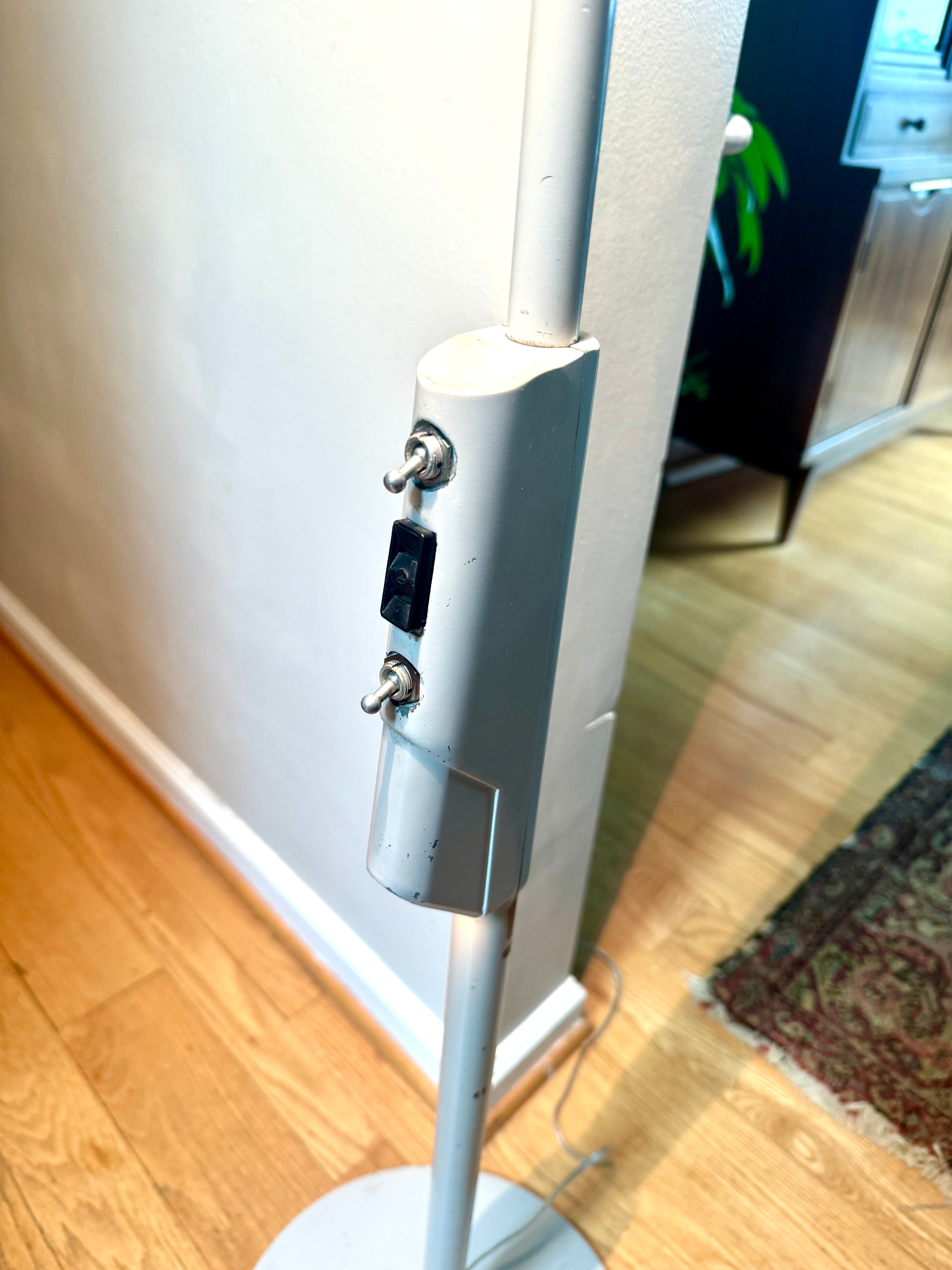 Vintage Hill Rom Co. Medical Lamp | White Hooded Adjustable Floor Lamp | Hill Rom Co.  No. 306 Medical Lamp | Industrial Dimmable Lamp