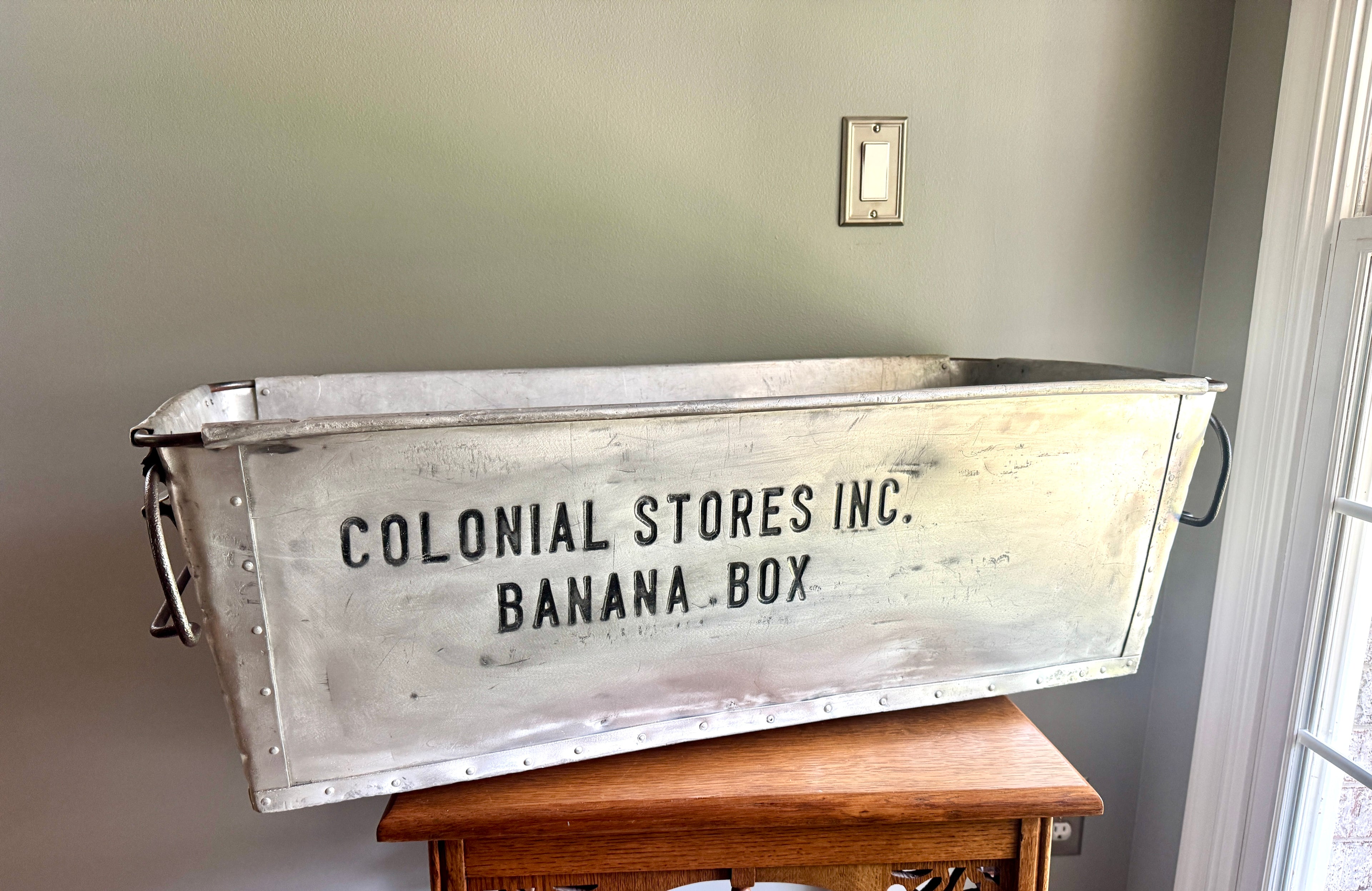 Vtg Large Metal Colonial Stores Inc. Banana Box ~ Industrial Fruit Crate