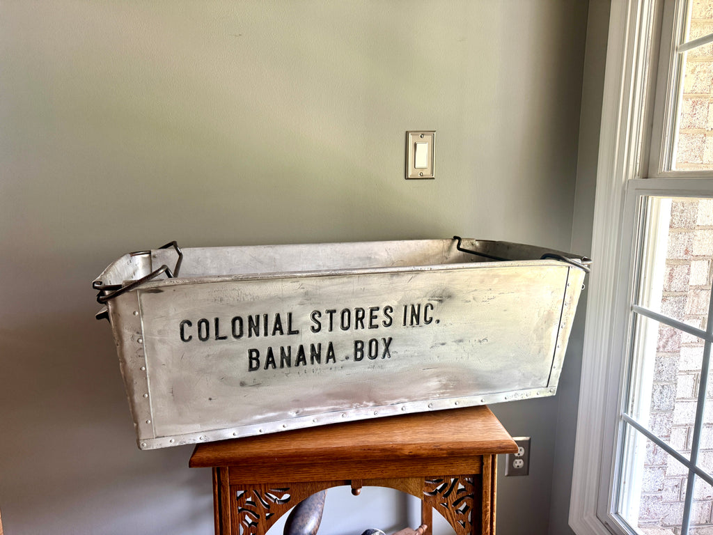 Vtg Large Metal Colonial Stores Inc. Banana Box ~ Industrial Fruit Crate