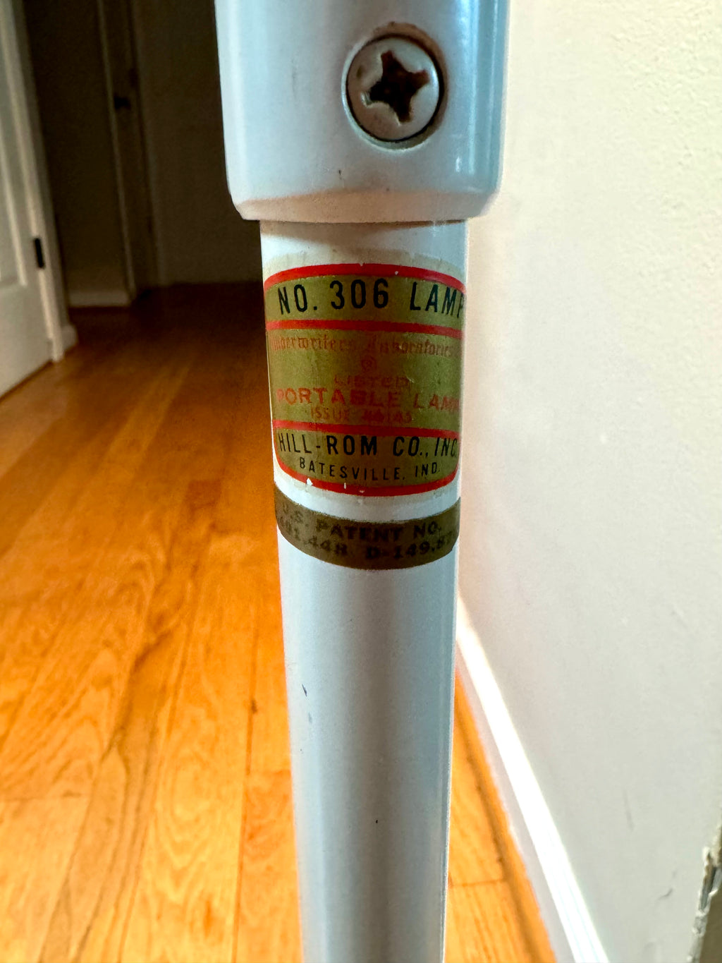 Vintage Hill Rom Co. Medical Lamp | White Hooded Adjustable Floor Lamp | Hill Rom Co.  No. 306 Medical Lamp | Industrial Dimmable Lamp