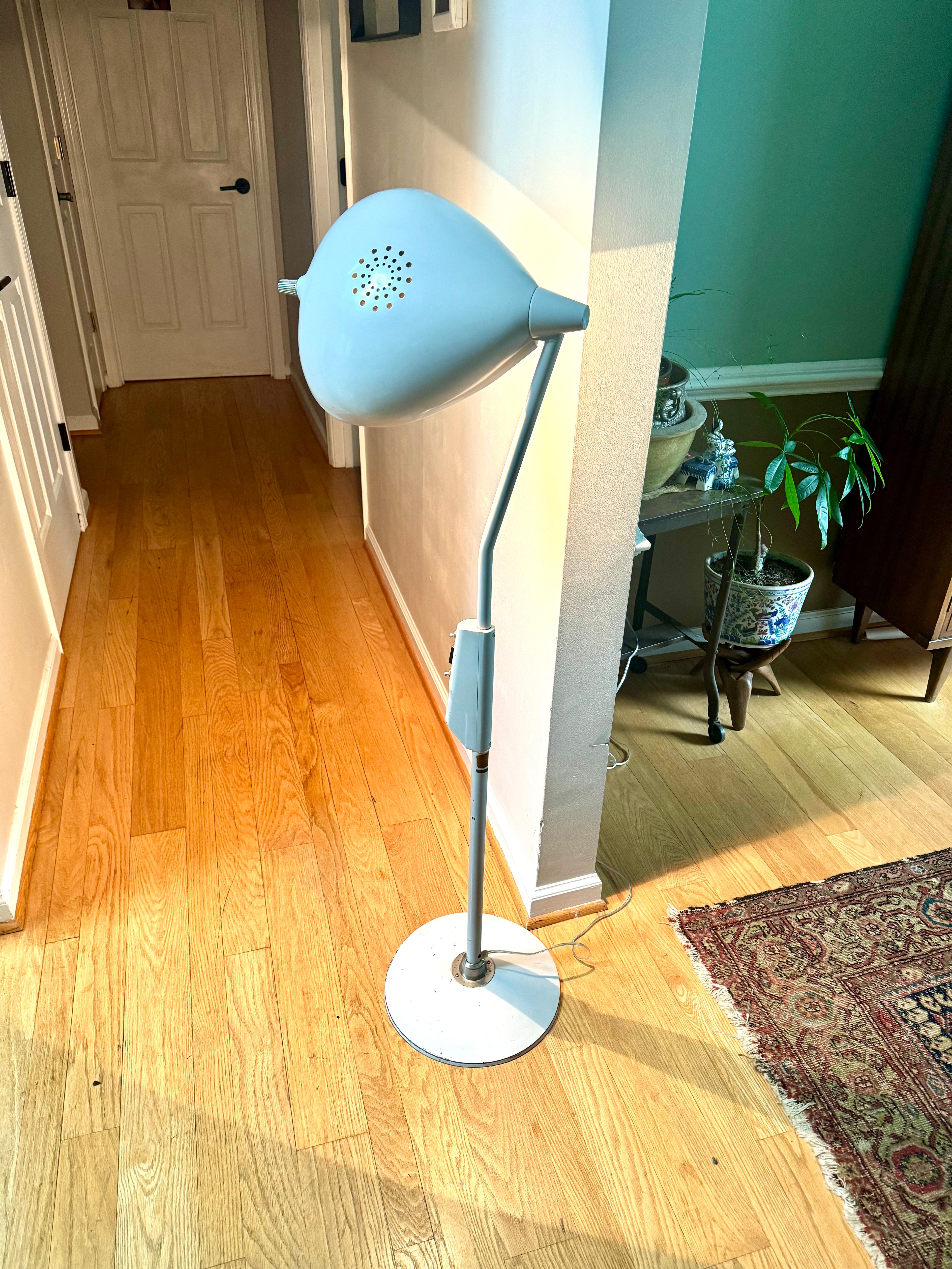 Vintage Hill Rom Co. Medical Lamp | White Hooded Adjustable Floor Lamp | Hill Rom Co.  No. 306 Medical Lamp | Industrial Dimmable Lamp