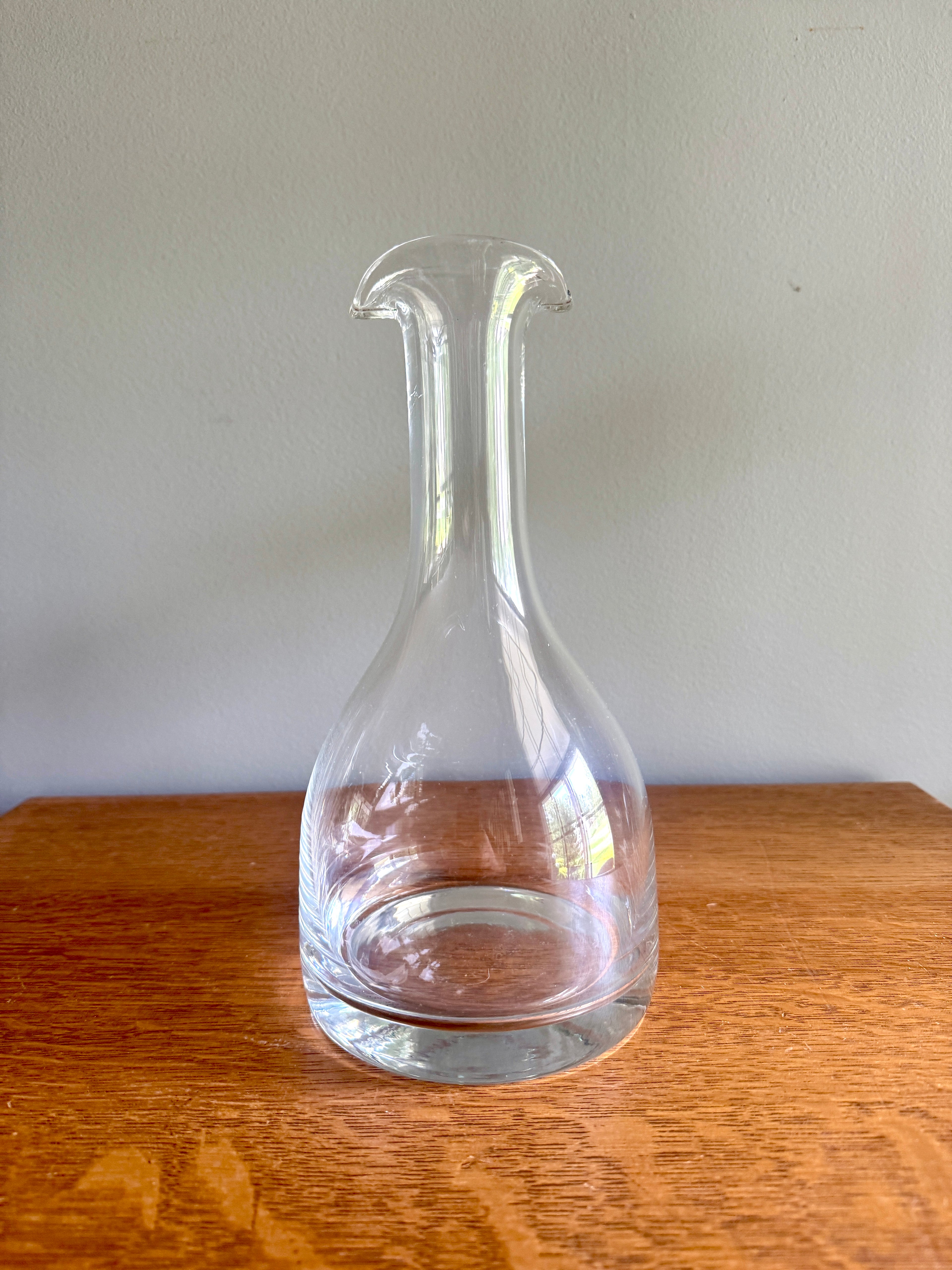 Vtg Double Flared Glass Decanter ~ Thick Glass Double Spout Carafe