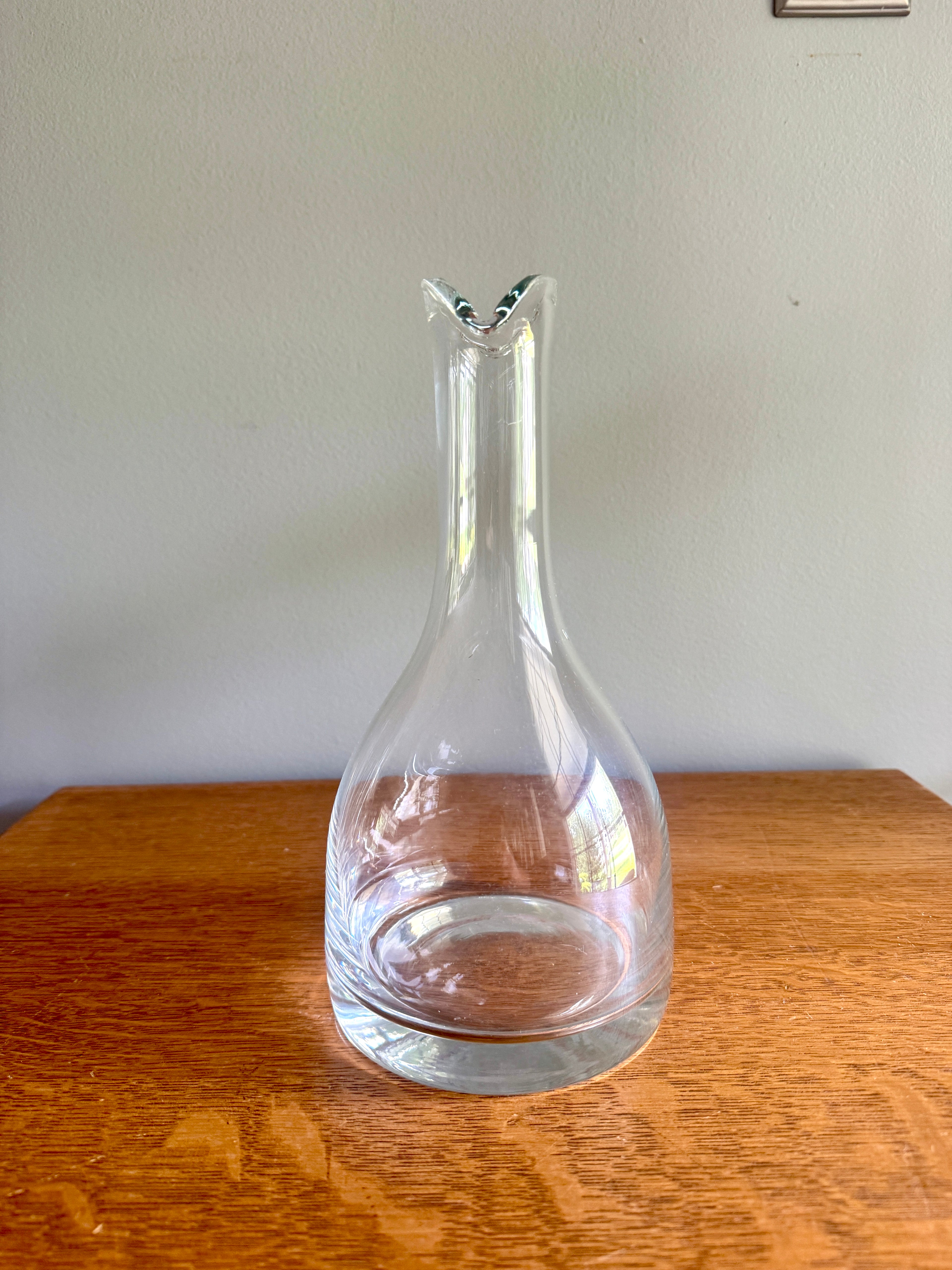 Vtg Double Flared Glass Decanter ~ Thick Glass Double Spout Carafe