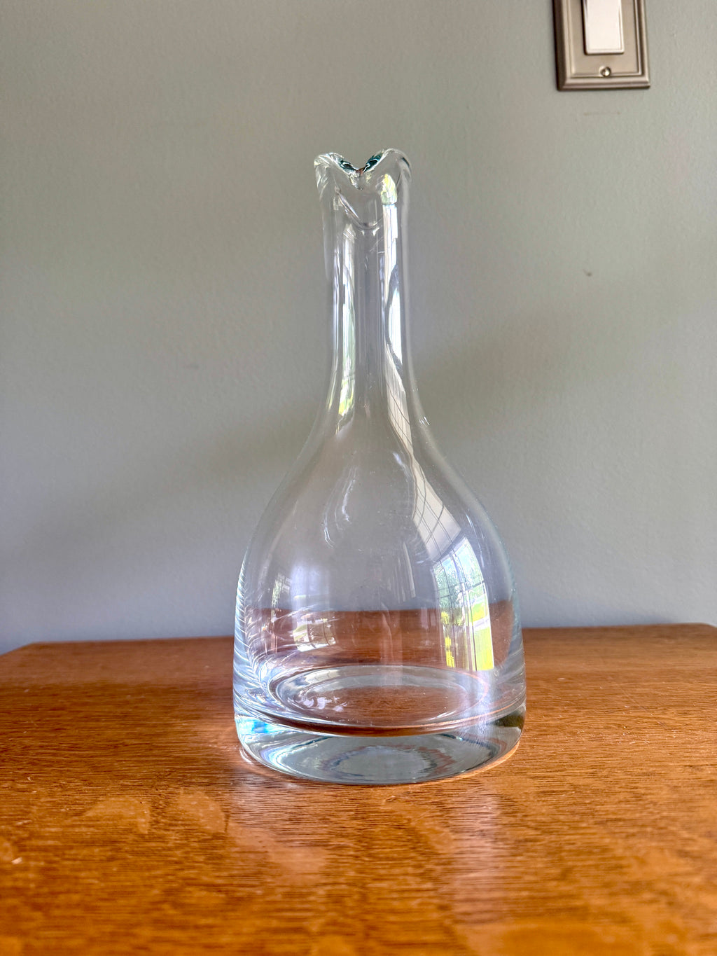 Vtg Double Flared Glass Decanter ~ Thick Glass Double Spout Carafe