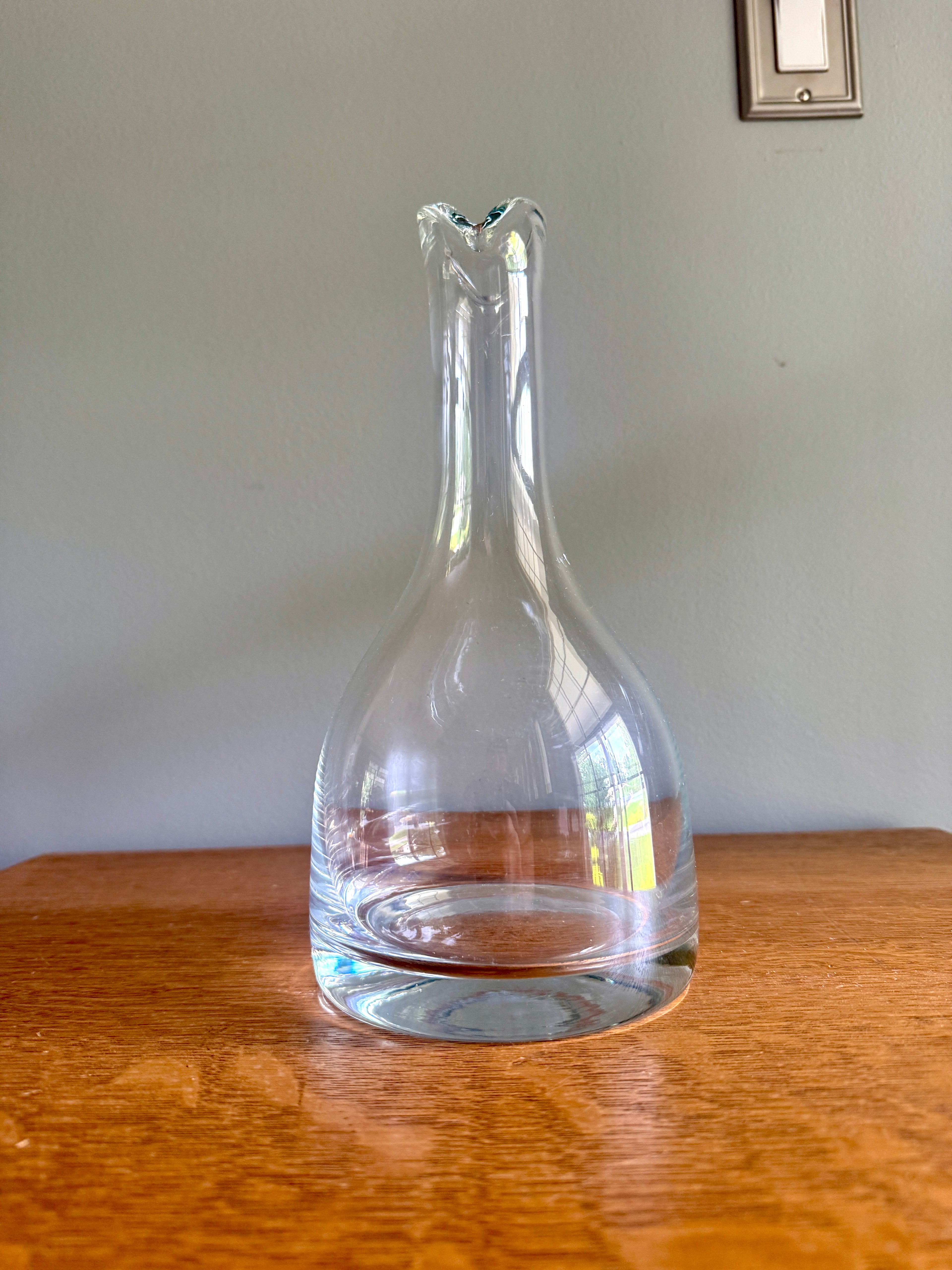 Vtg Double Flared Glass Decanter ~ Thick Glass Double Spout Carafe