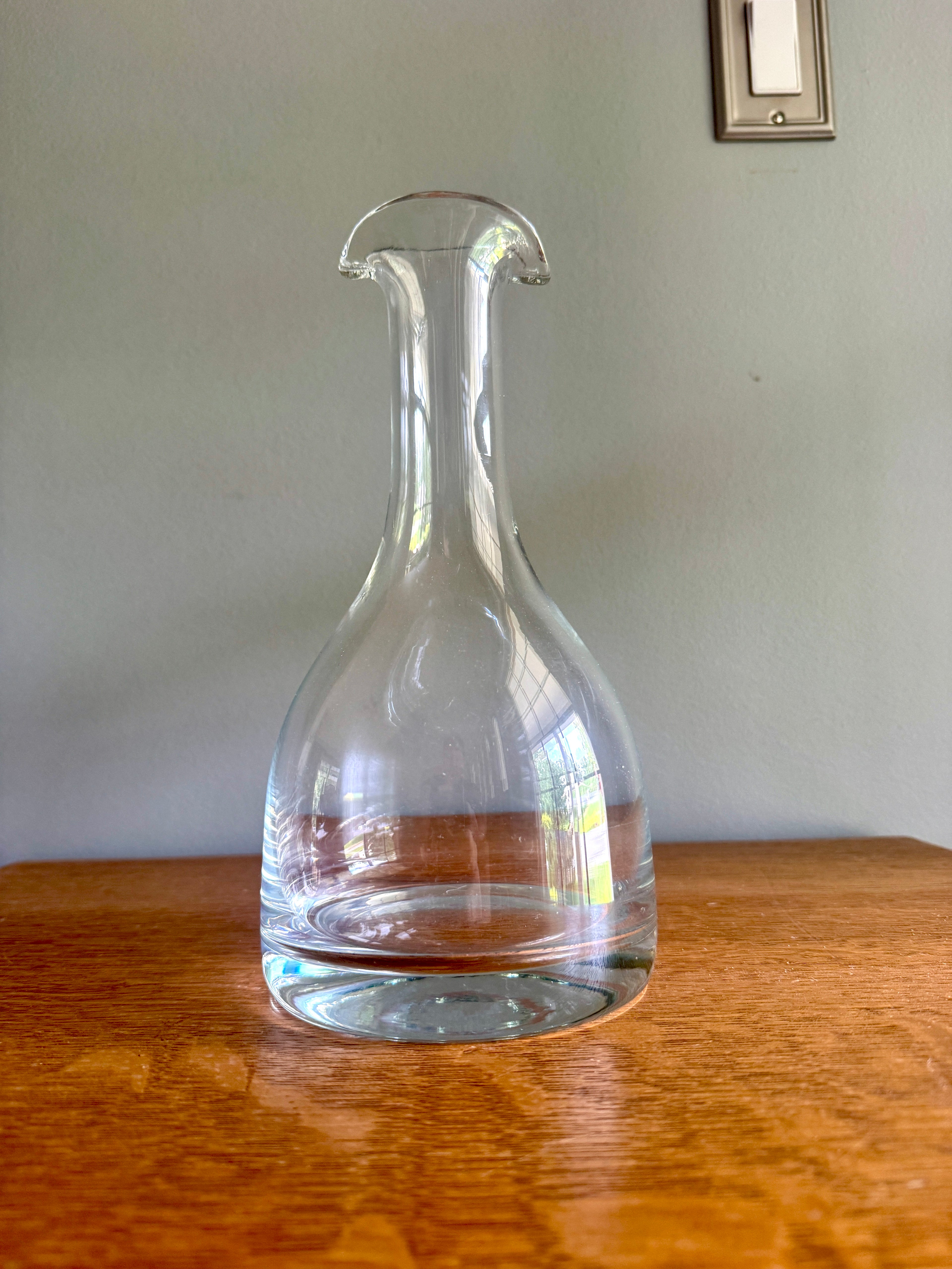 Vtg Double Flared Glass Decanter ~ Thick Glass Double Spout Carafe