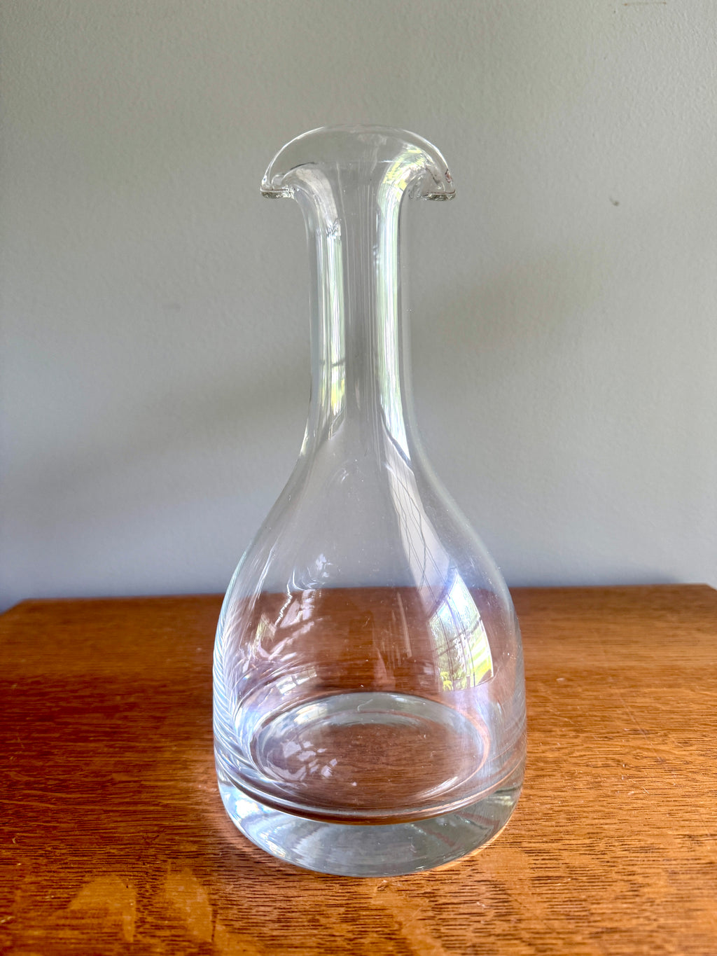 Vtg Double Flared Glass Decanter ~ Thick Glass Double Spout Carafe