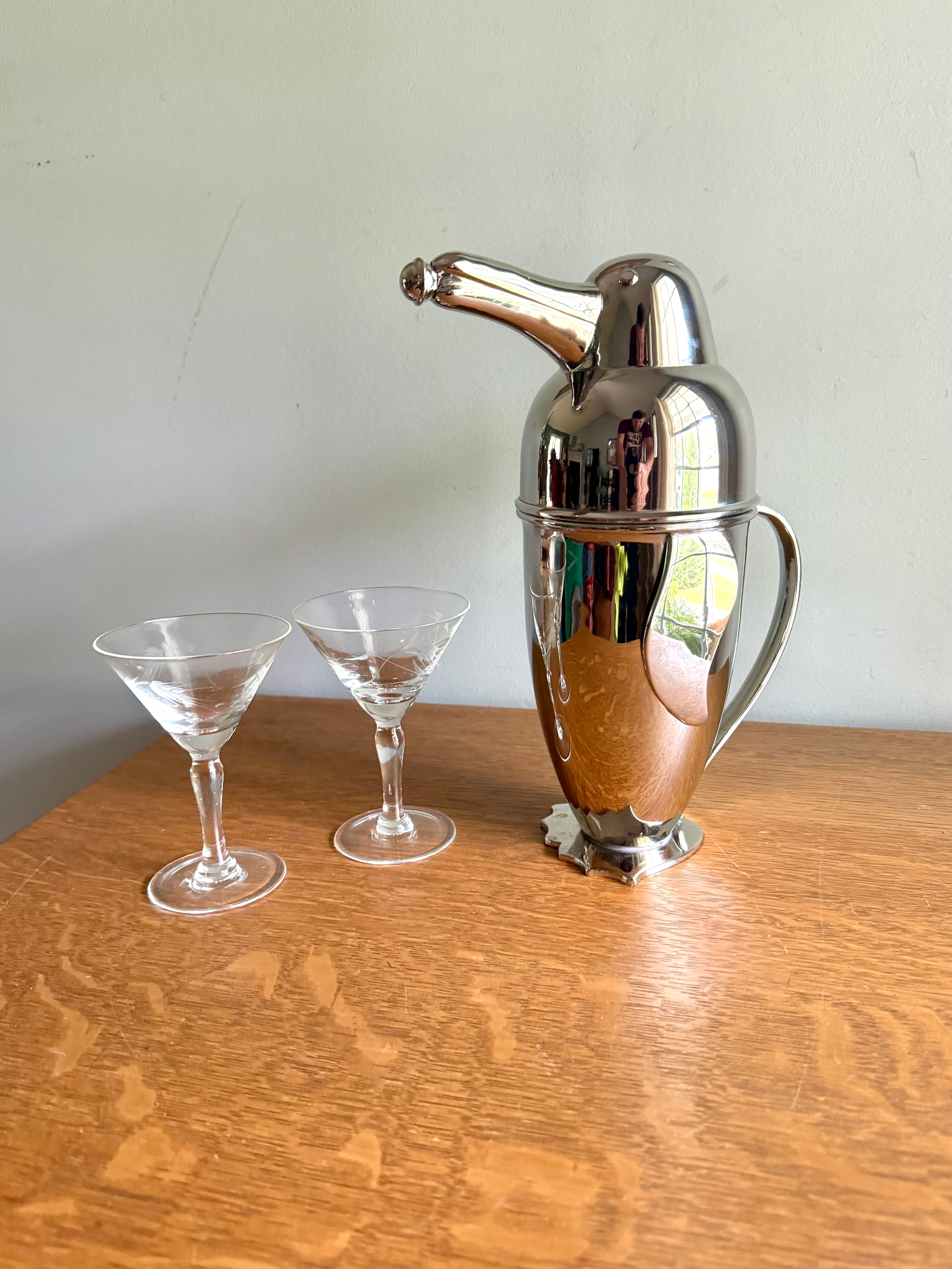 Vintage Restoration Hardware Penguin Cocktail Shaker | Penguin Shaped Novelty Bar Shaker | Art Deco Cocktail Shaker | Bar Decor |
