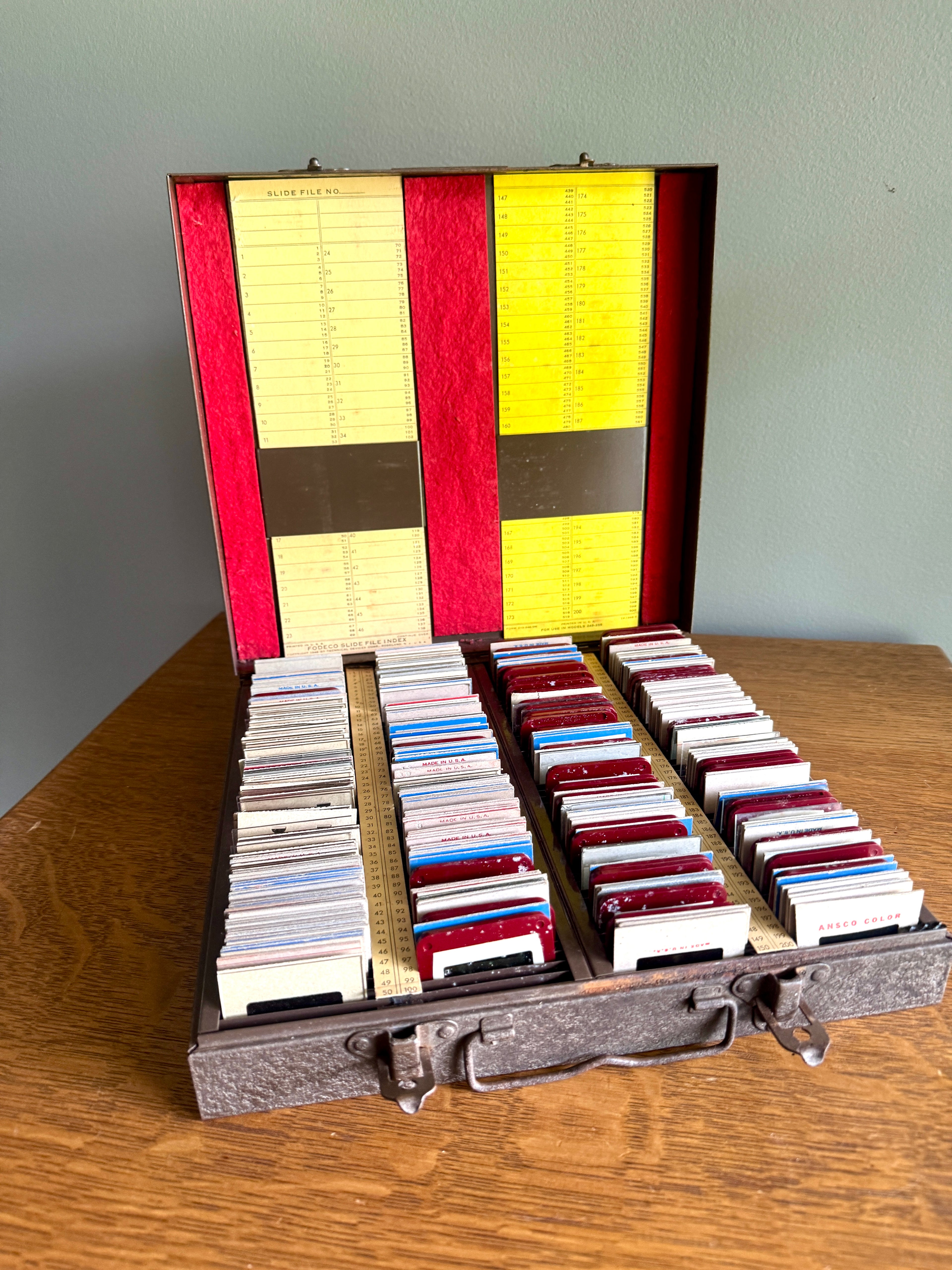 Vtg Fordeco Slide File Case Filled With Slides ~ Metal 35MM Film Slide Case