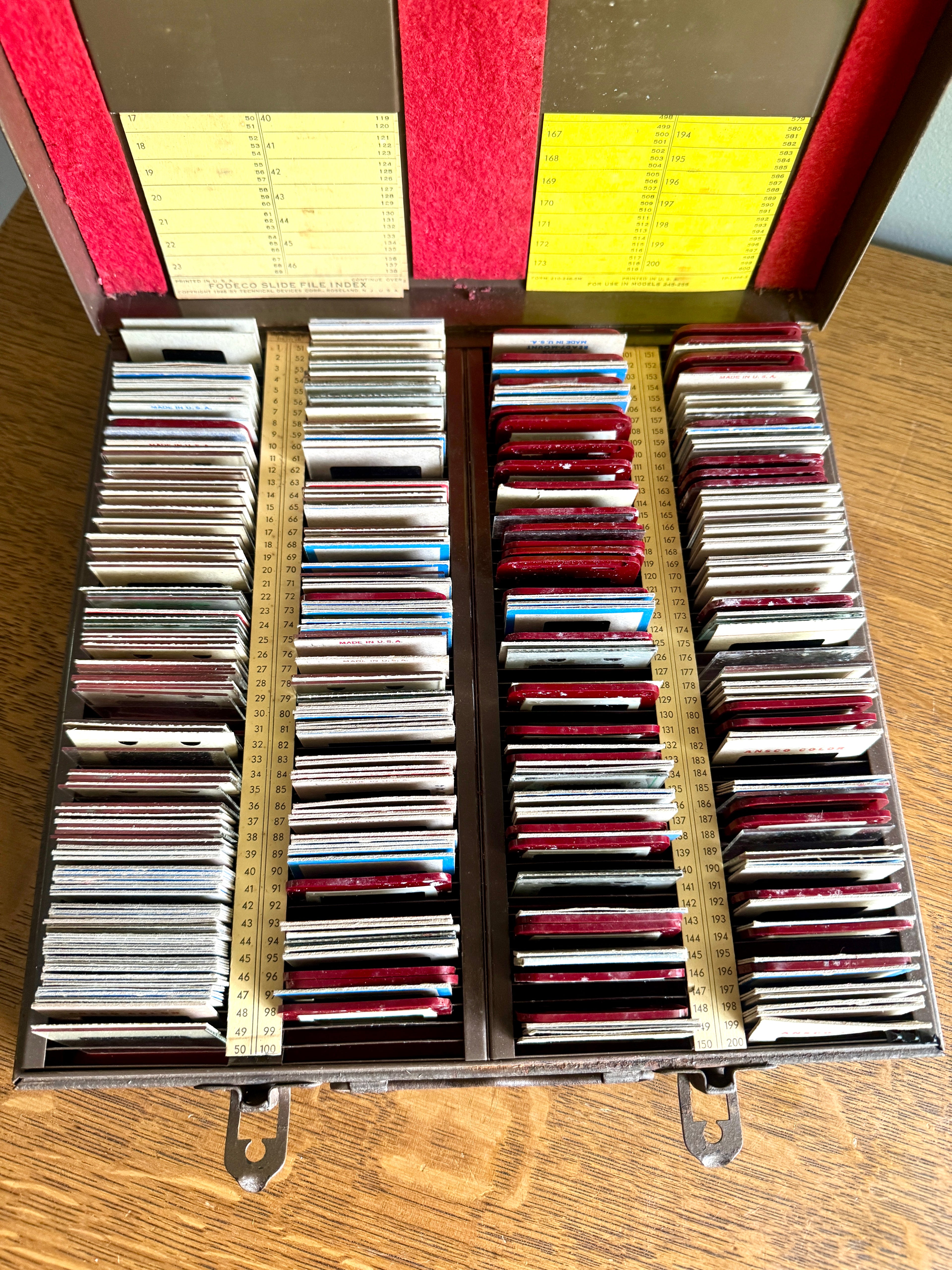 Vtg Fordeco Slide File Case Filled With Slides ~ Metal 35MM Film Slide Case