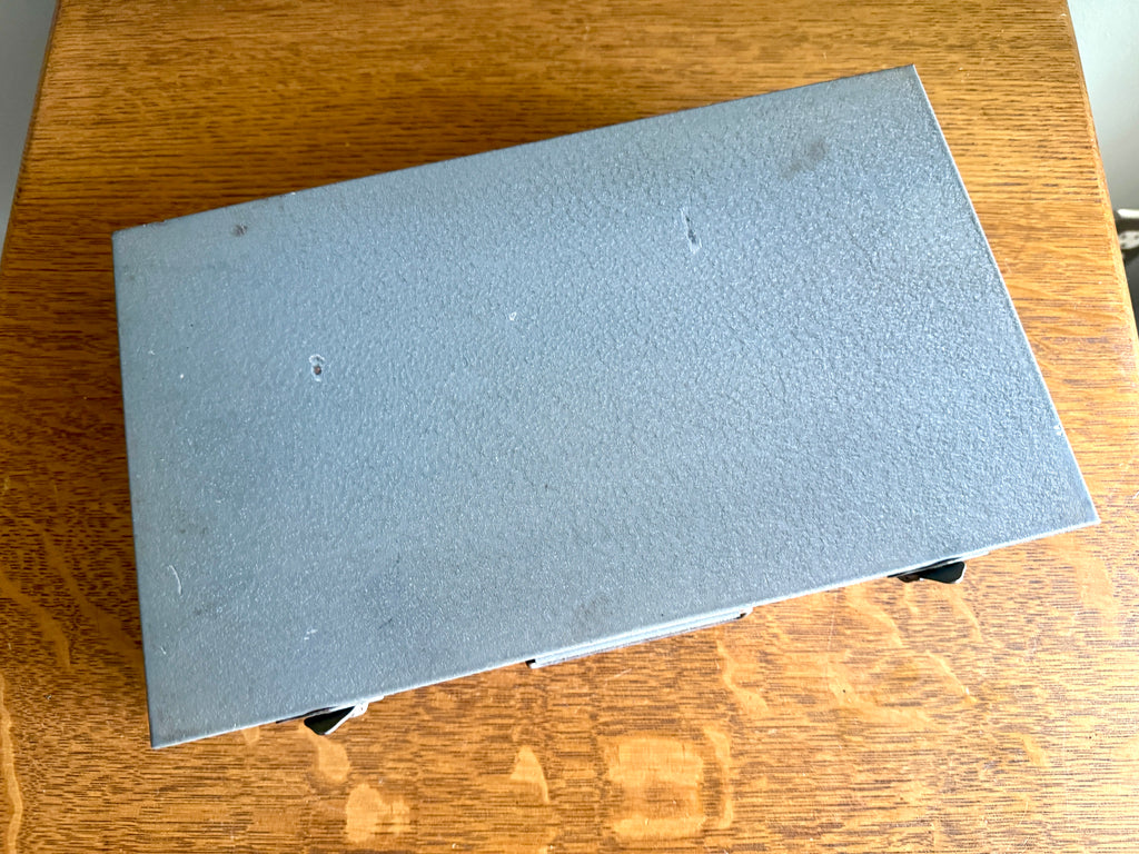 Vtg Brumberger 35mm Slide Gray Storage Box Metal Case 150 Slots ~