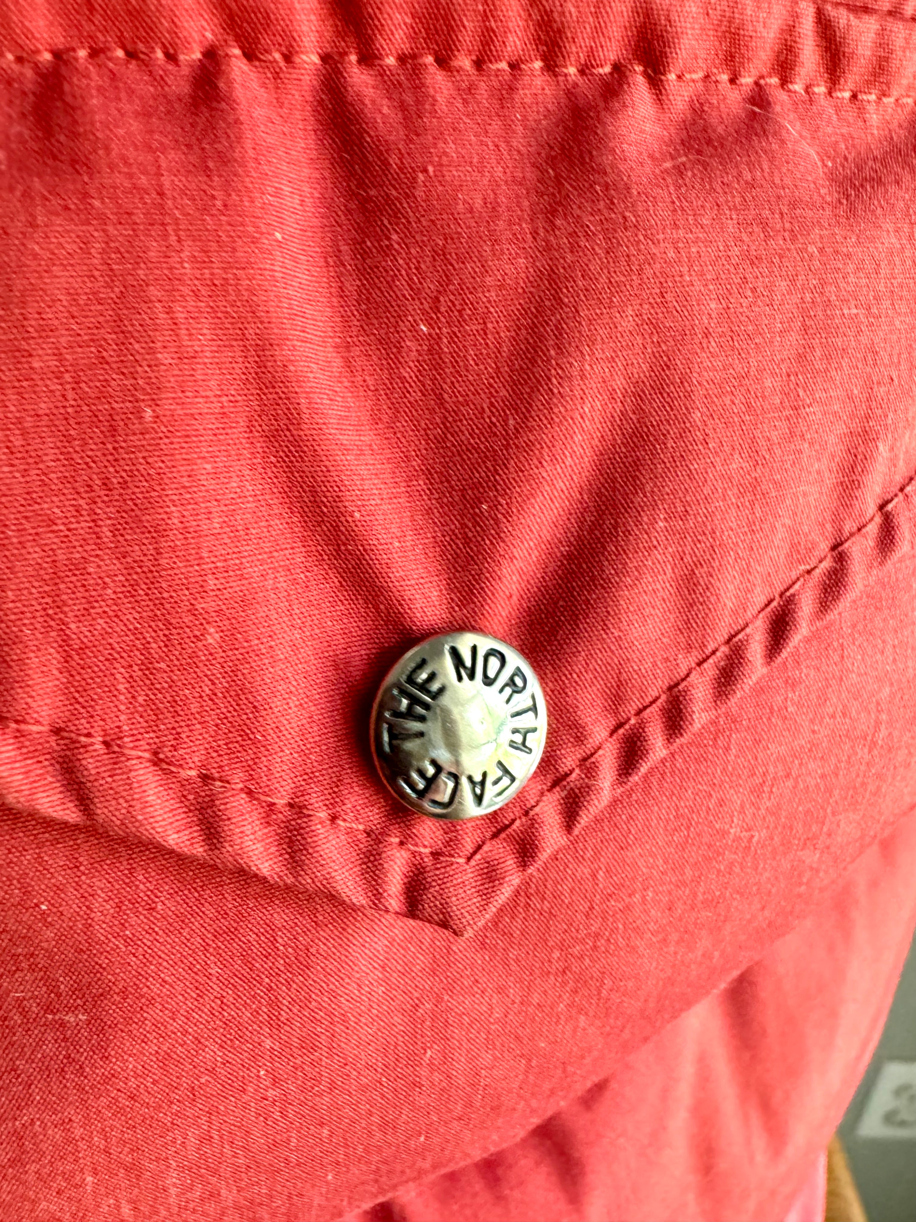 1970s XL North Face Down Vest | Brown Label North Face Orange/Red Vest | Snap Button Quilted Puffer Vest | Goose Down North Face Vest