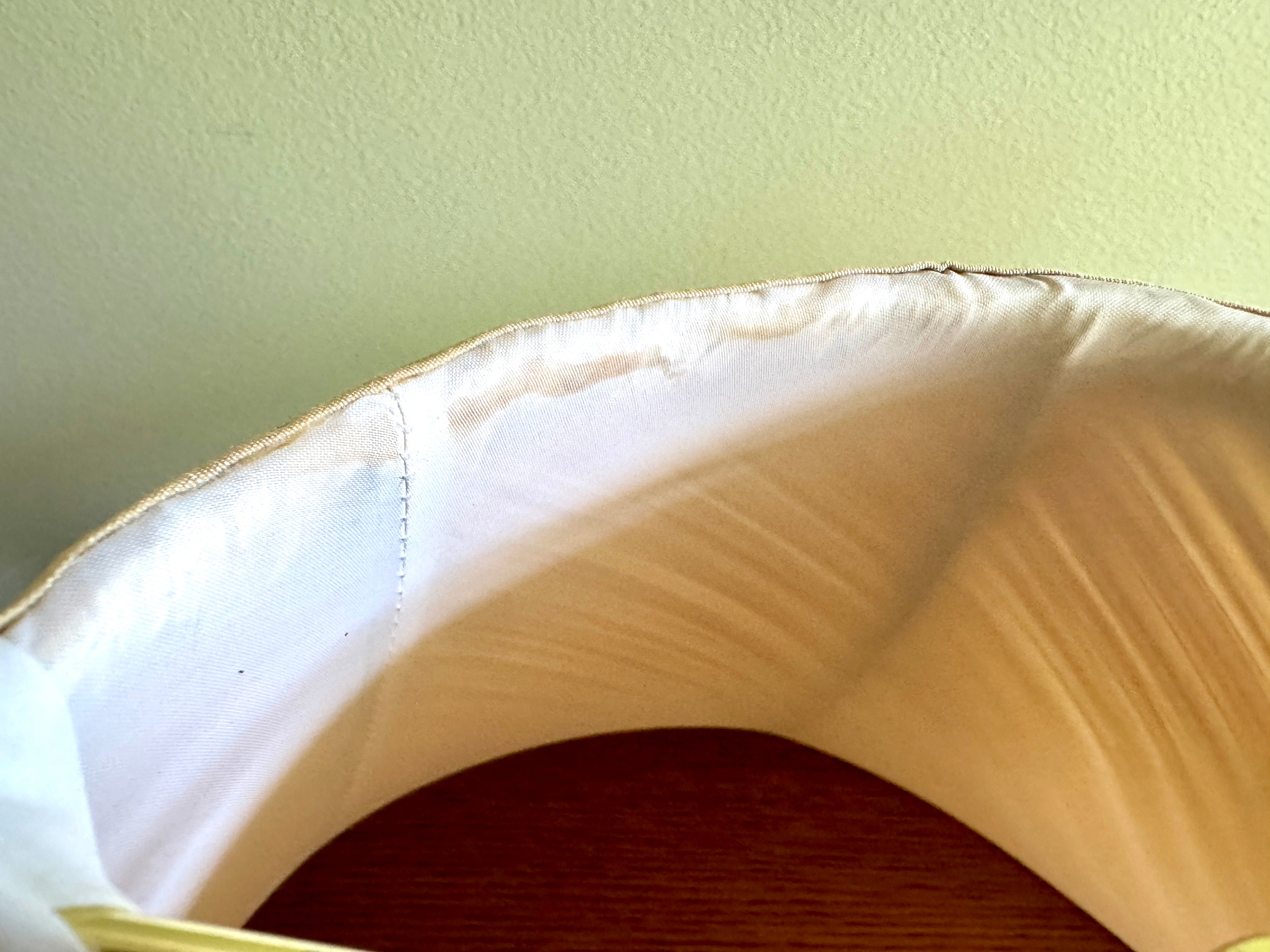 Vtg Twisted Linen Bell Lamp Shade ~ Tan Twisted Pleaded Cloth Lamp Shade 18"x 11 1/2"x 7" (Copy)