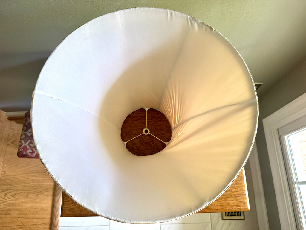 Vtg Twisted Linen Bell Lamp Shade ~ Tan Twisted Pleaded Cloth Lamp Shade 18"x 11 1/2"x 7" (Copy)