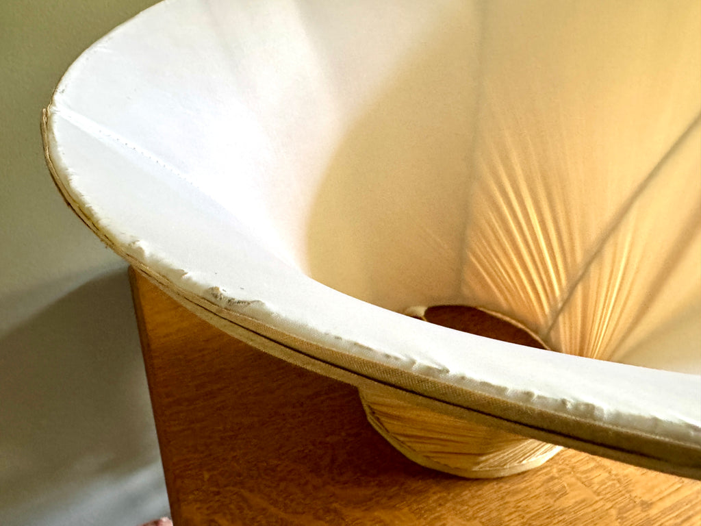 Vtg Twisted Linen Bell Lamp Shade ~ Tan Twisted Pleaded Cloth Lamp Shade 18"x 11 1/2"x 7" (Copy)